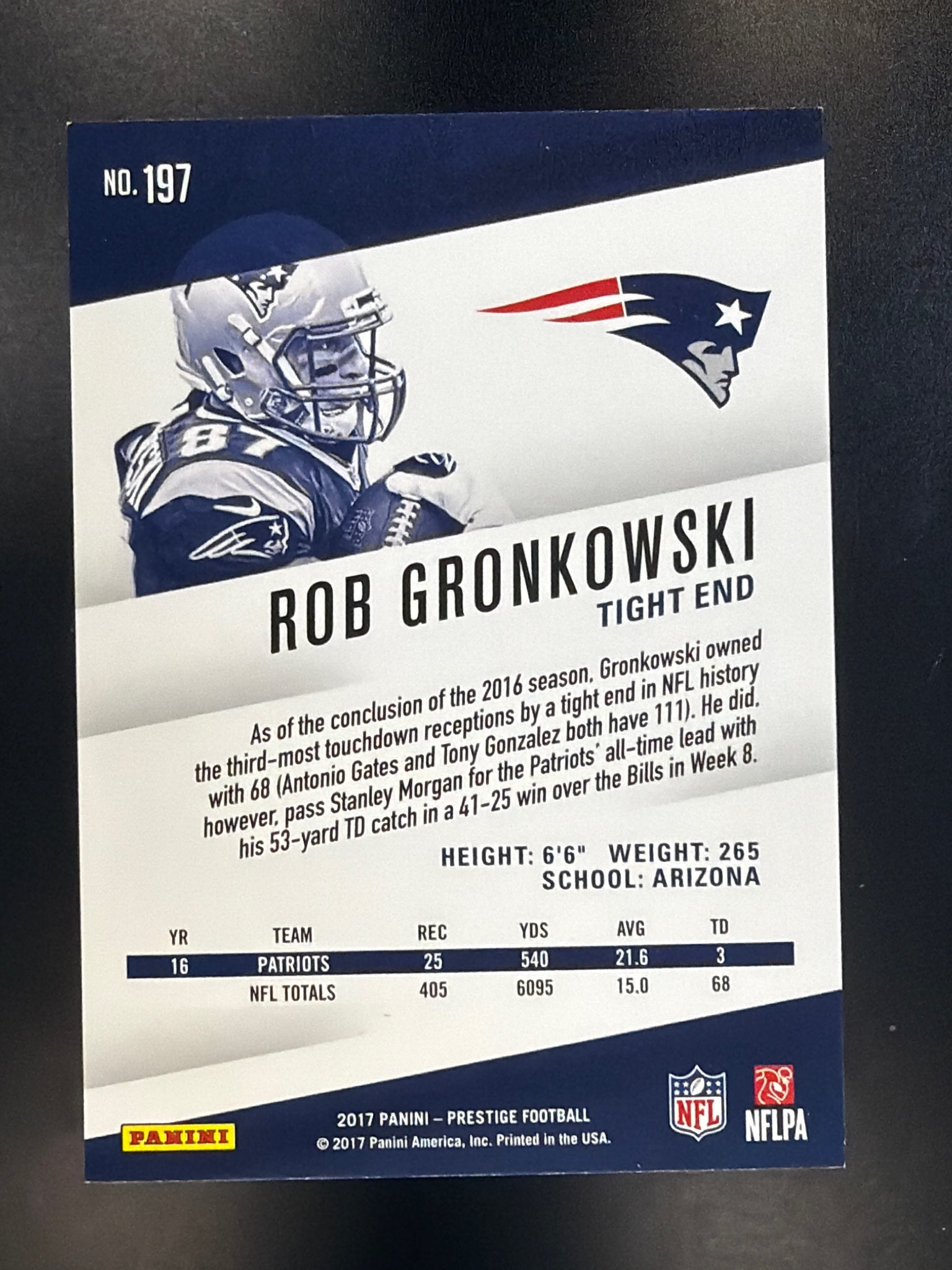 2017 Panini Prestige #197 Rob Gronkowski Xtra Points Purple #/100