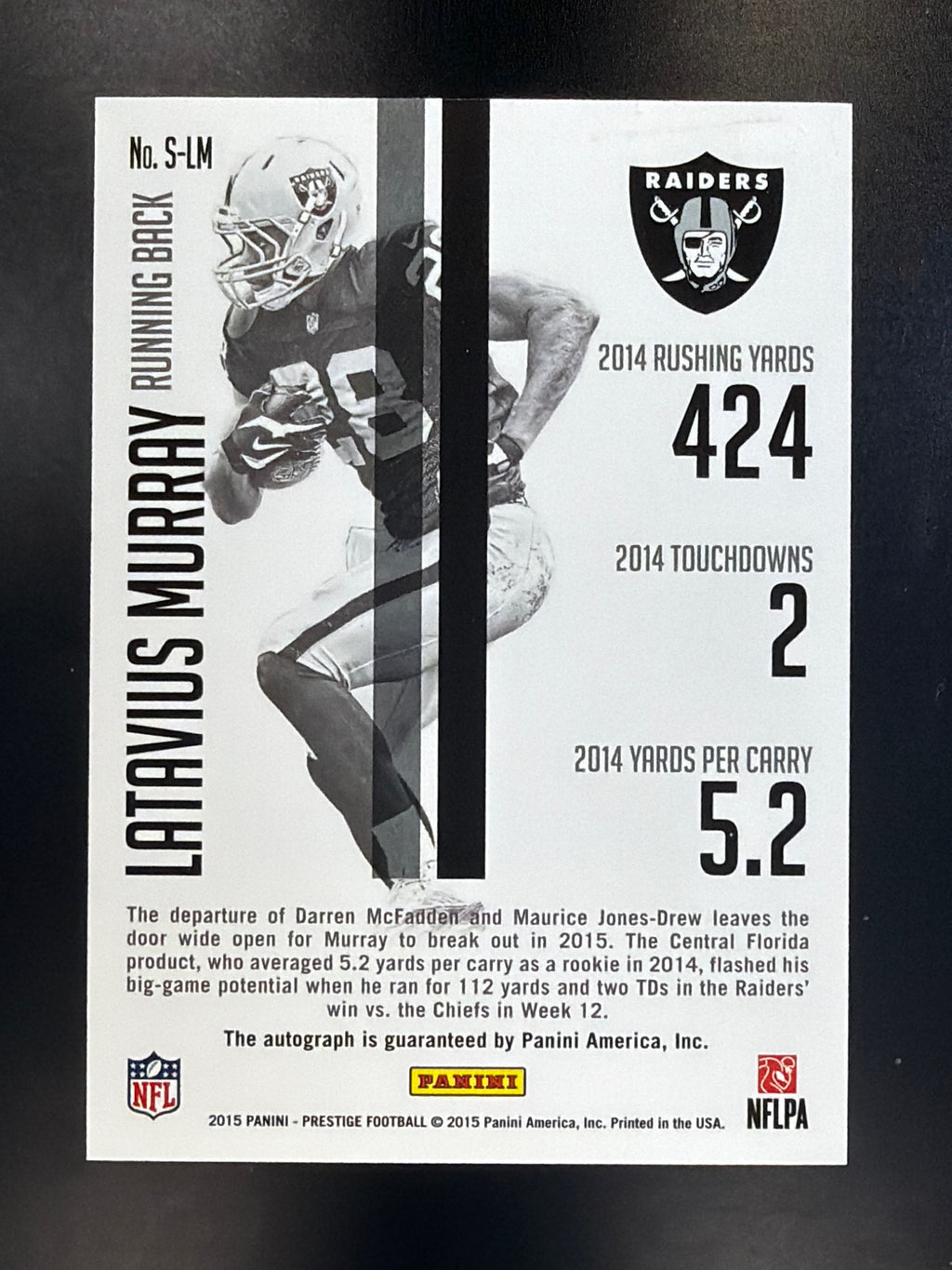 2015 Panini Prestige #S-LM Latavius Murray Signatures #/99