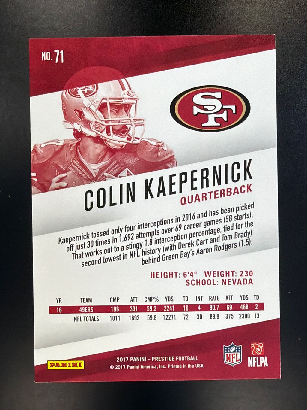 2017 Panini Prestige #71 Colin Kaepernick Xtra Points Green #/150
