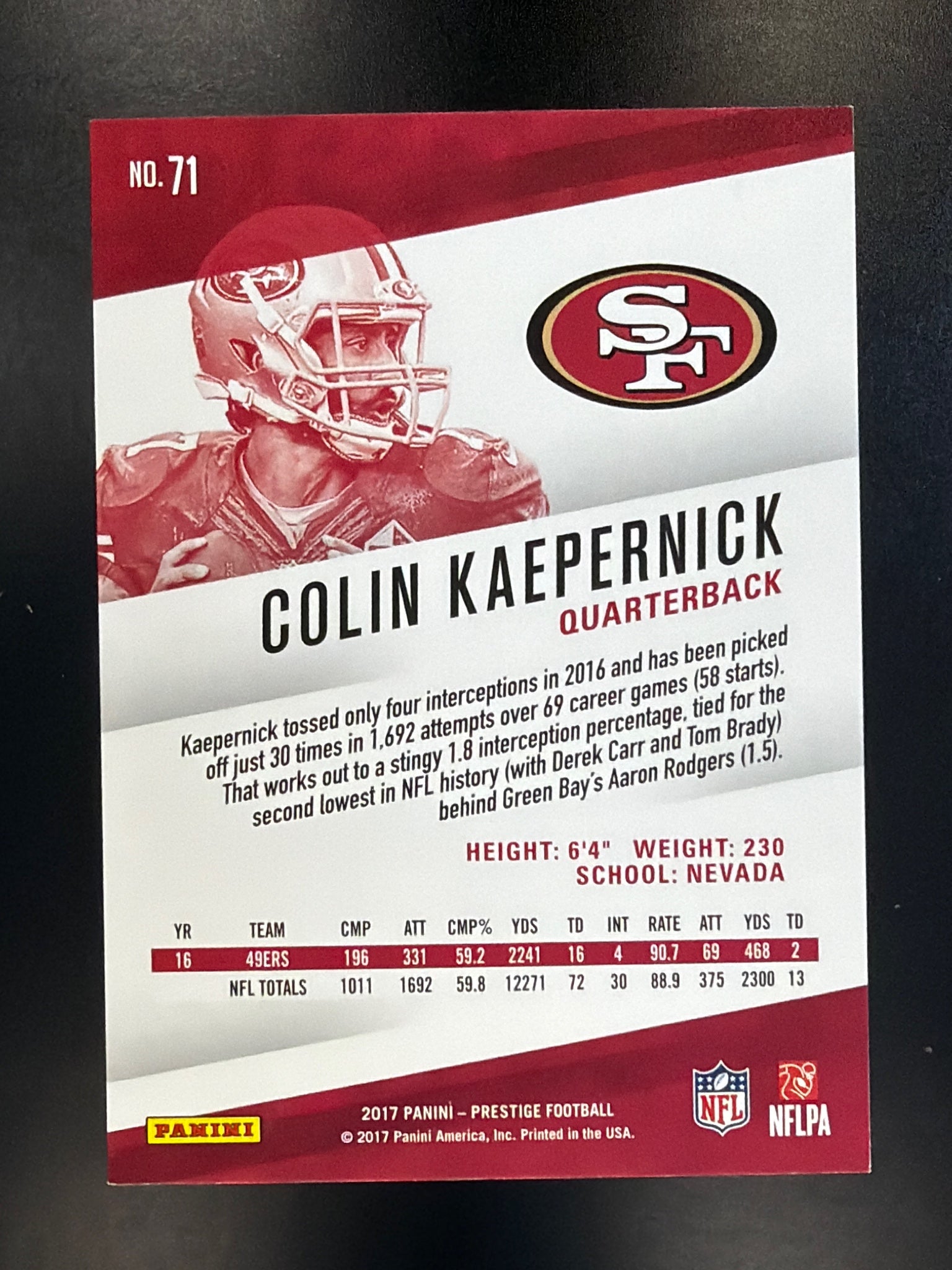 2017 Panini Prestige #71 Colin Kaepernick Xtra Points Green #/150