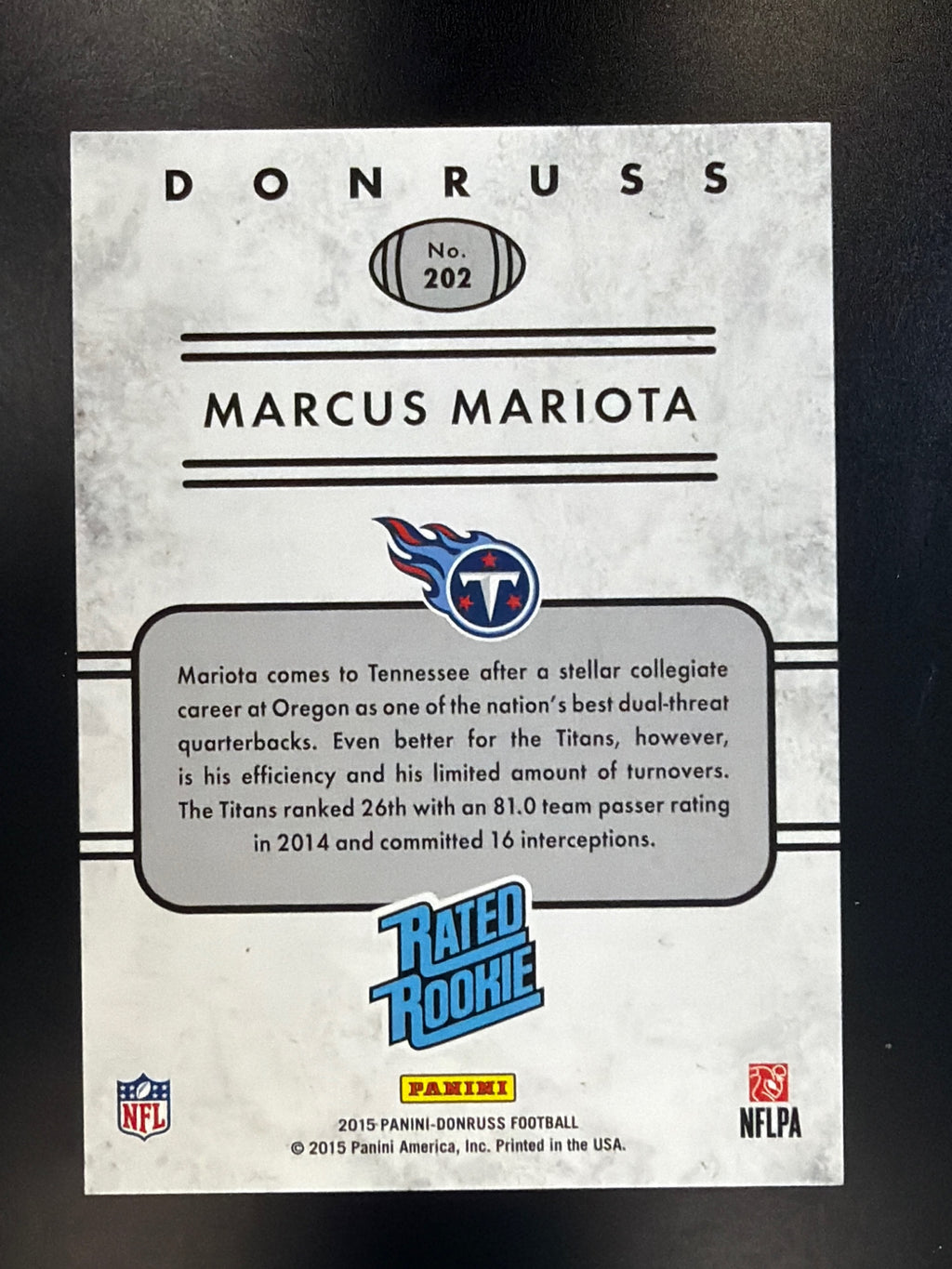 2015 Donruss #202 Marcus Mariota Stat Line Season #/304