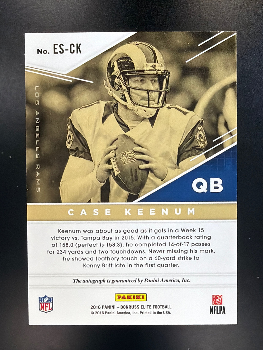 2016 Donruss Elite #ES-CK Case Keenum Elite Signatures #/99