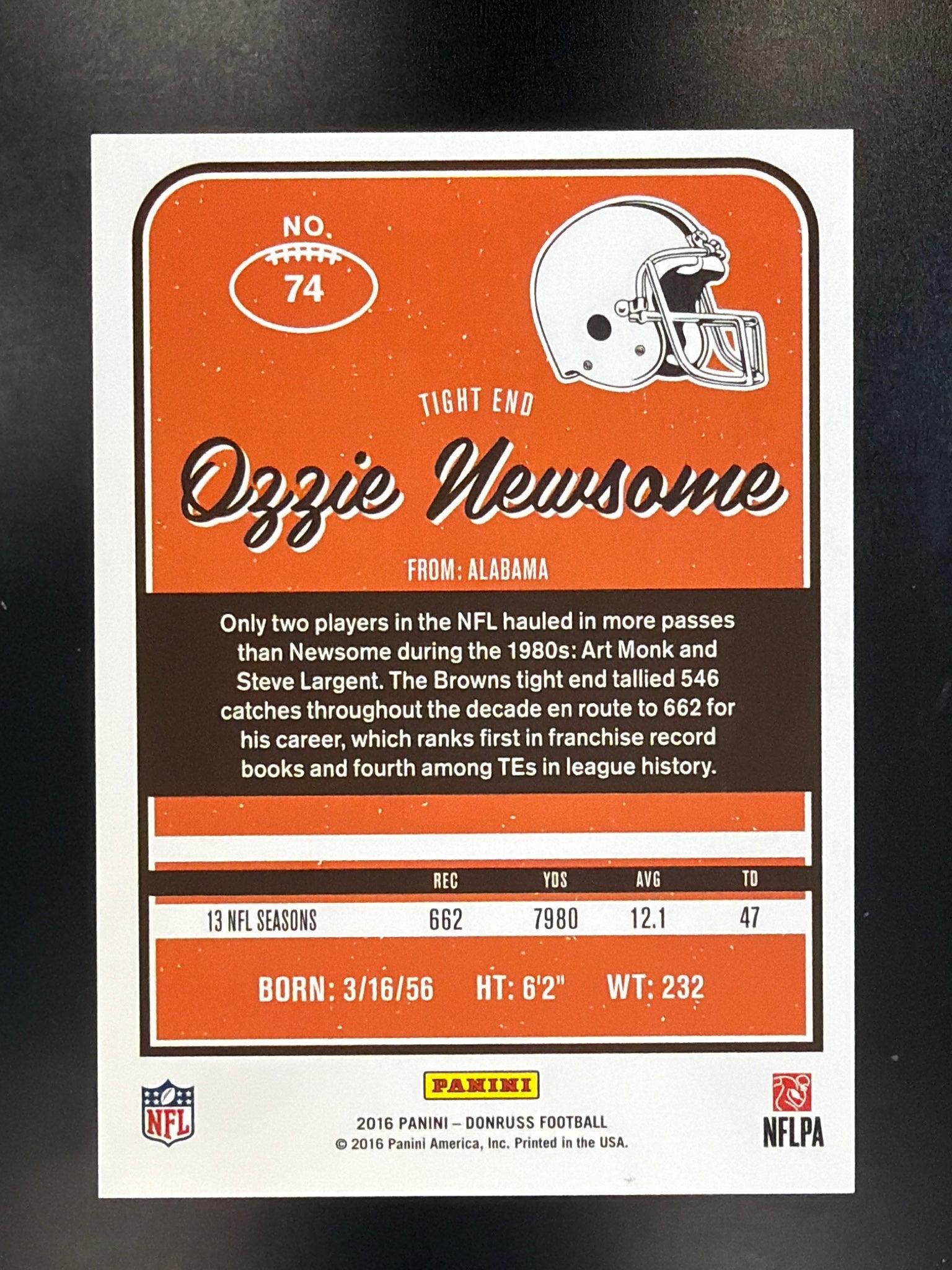 2016 Donruss #74 Ozzie Newsome Press Proofs Silver #/100