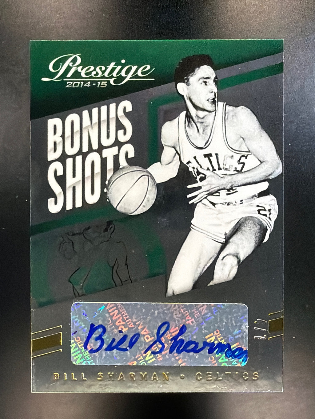 2014-15 Panini Prestige Plus #12 Bill Sharman Bonus Shots Autographs Gold #/7