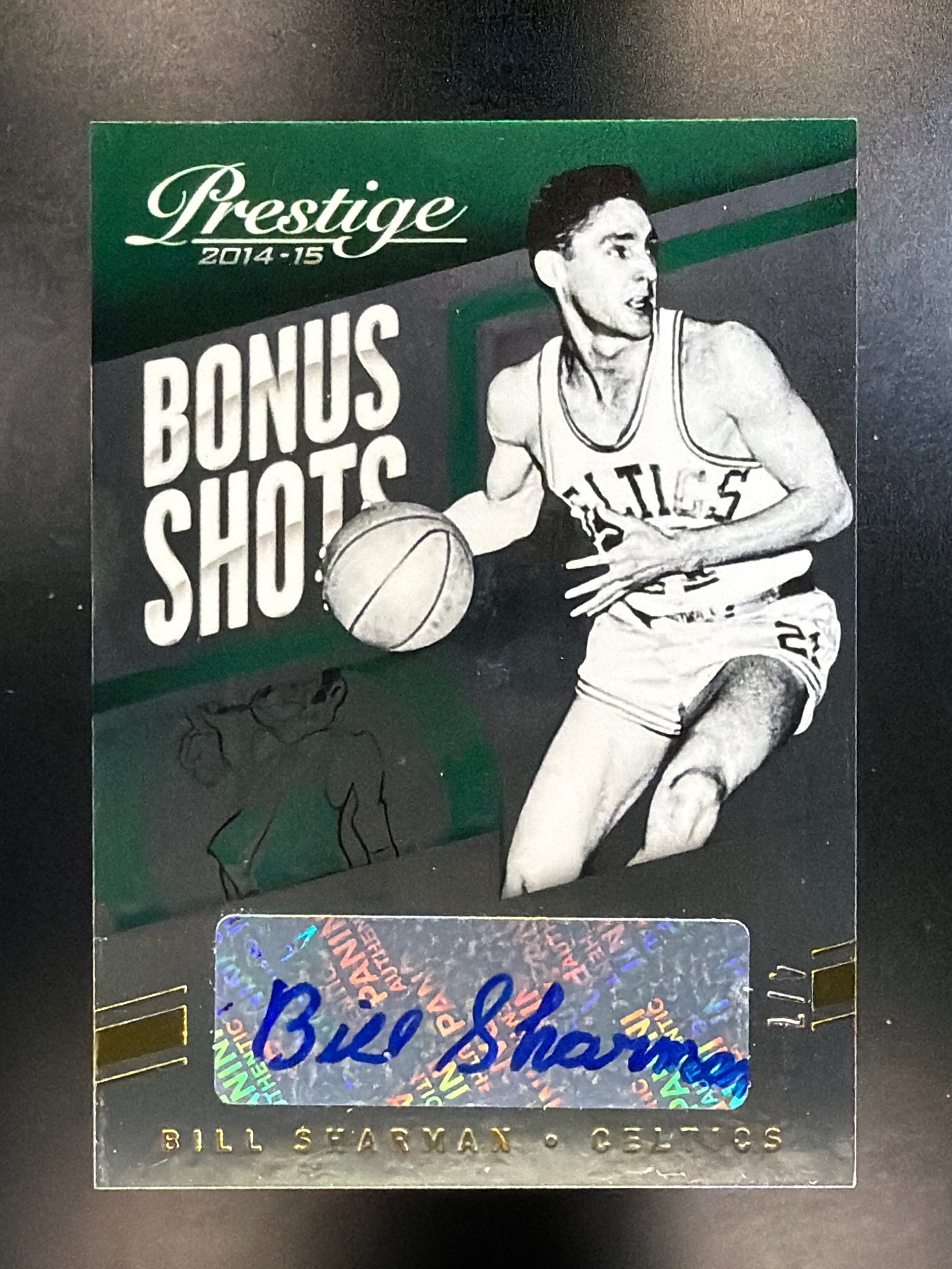 2014-15 Panini Prestige Plus #12 Bill Sharman Bonus Shots Autographs Gold #/7
