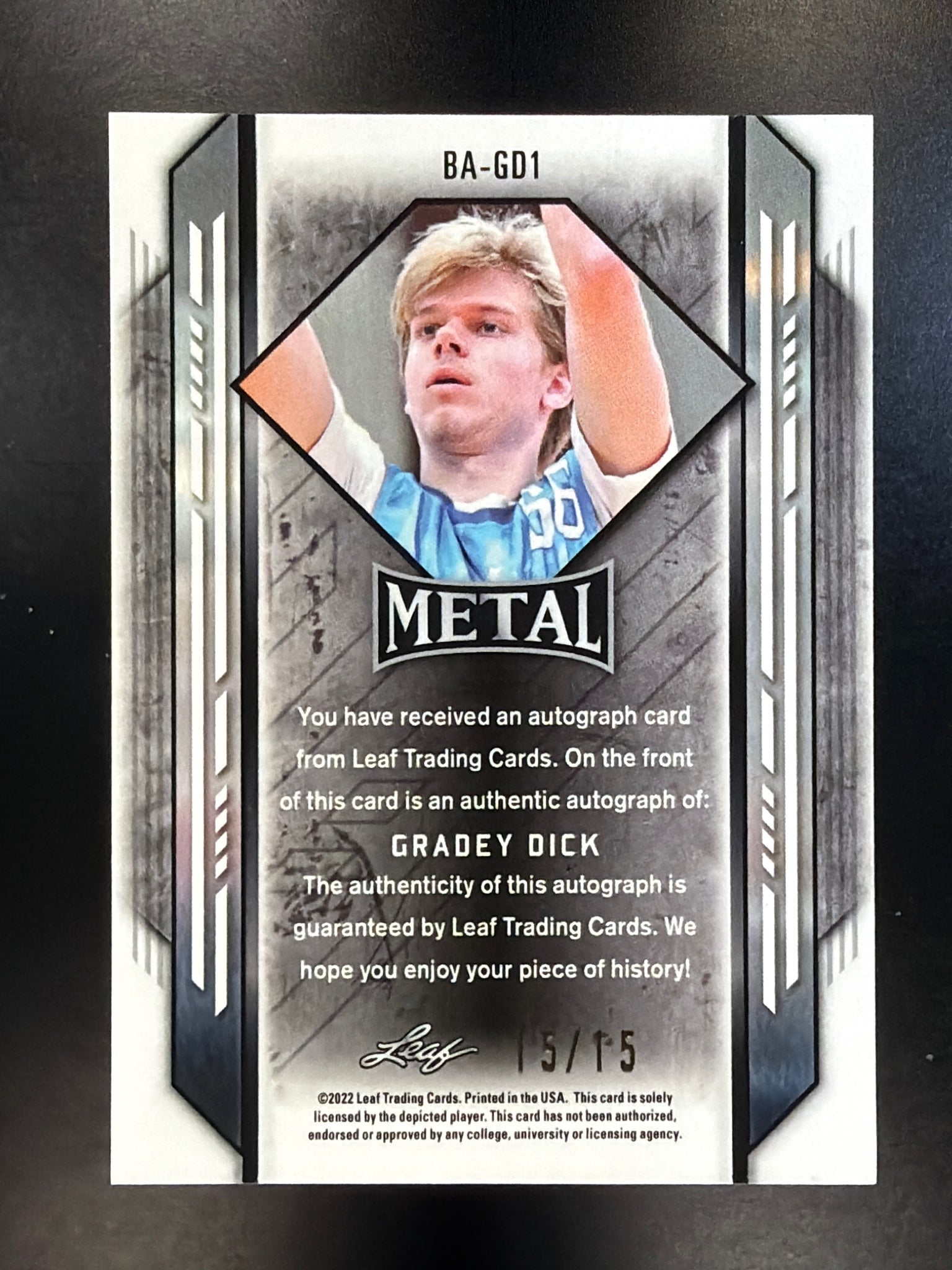 2021-22 Leaf Metal #BA-GD1 Gradey Dick Pink Crystal #/15