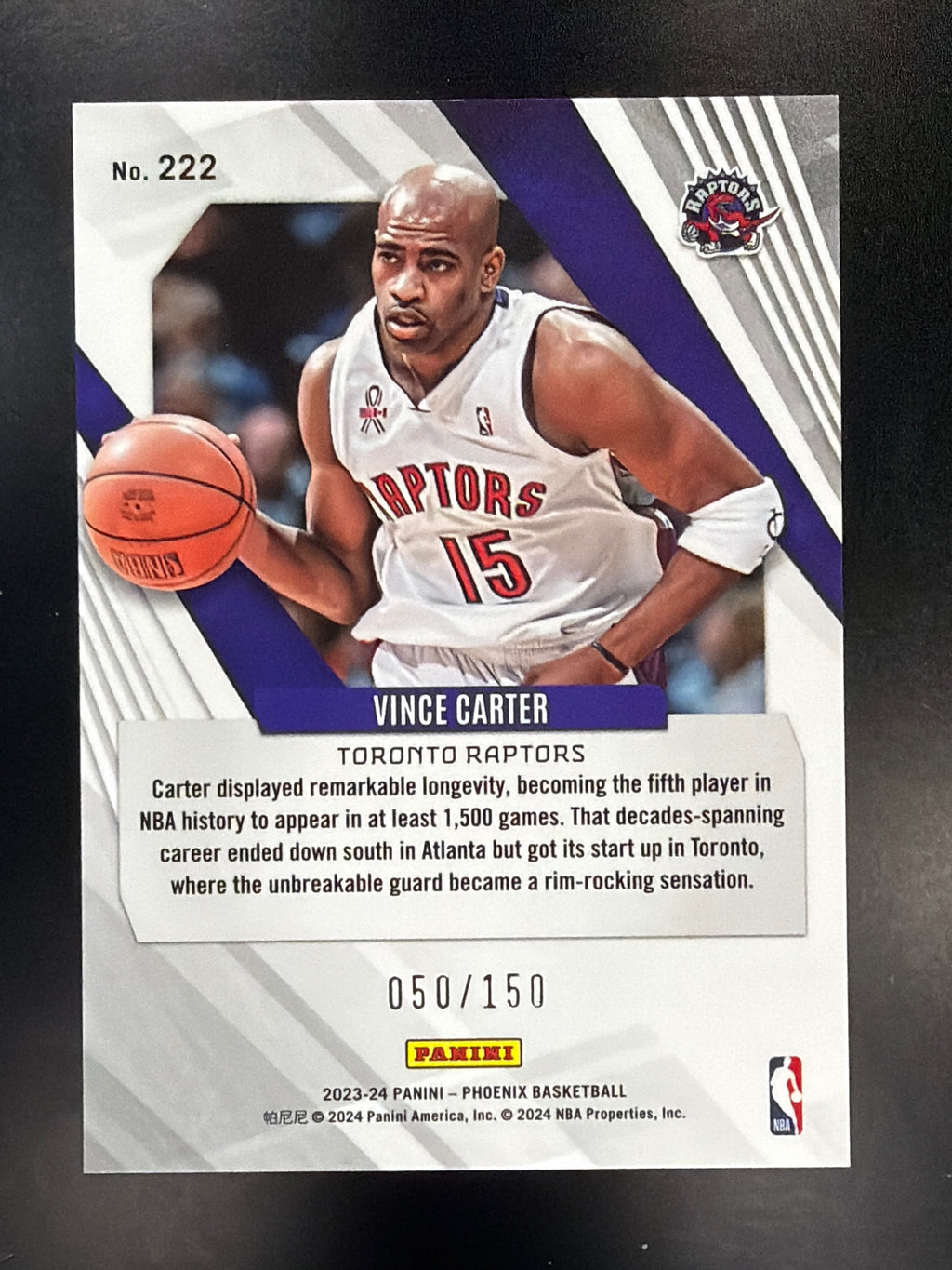 2023-24 Panini Phoenix #222 Vince Carter Purple #/150