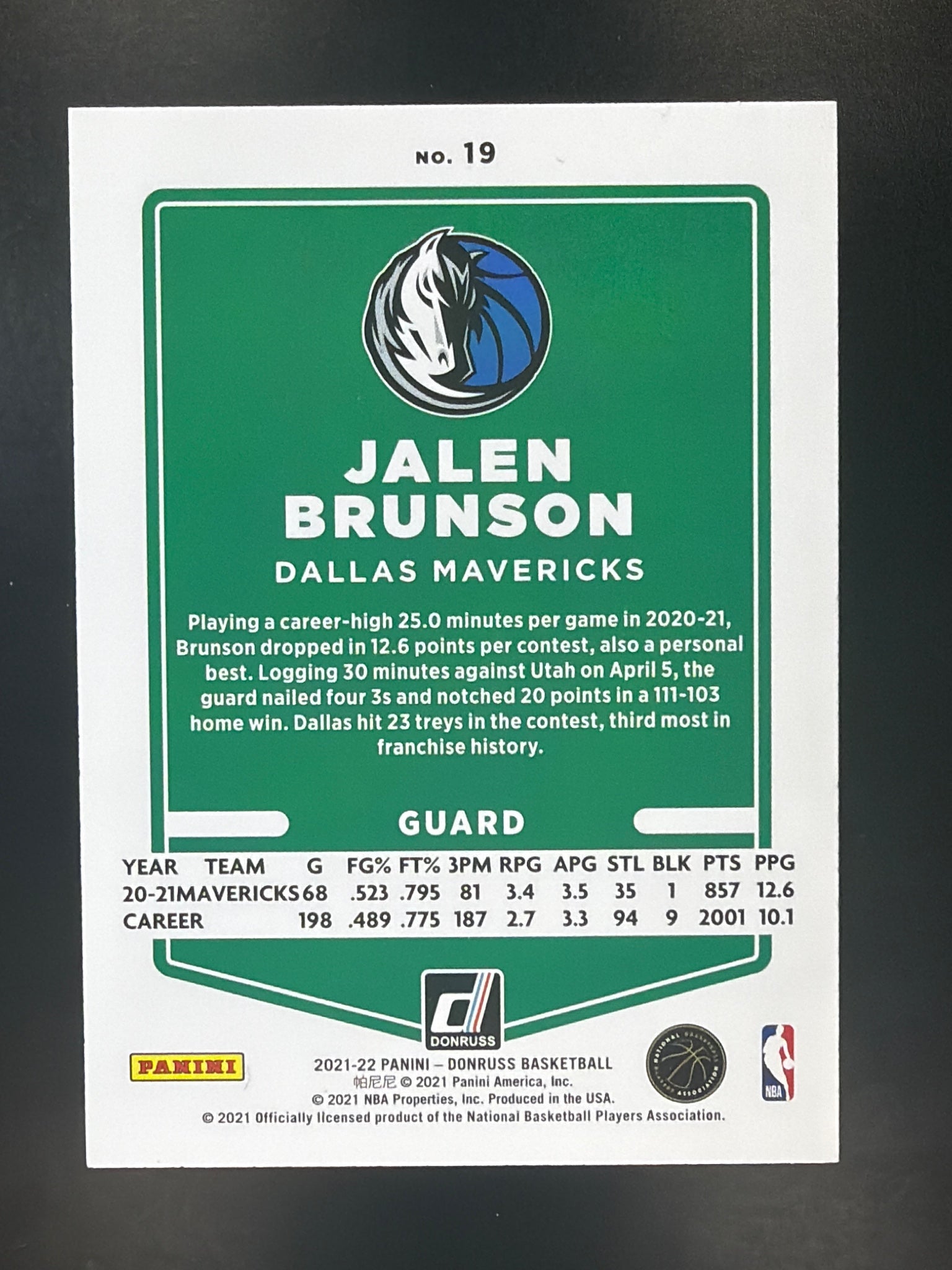 2021-22 Donruss #19 Jalen Brunson Holo Orange Laser