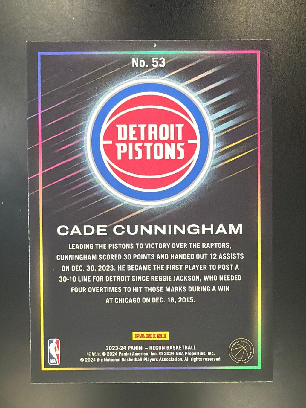2023-24 Panini Recon #53 Cade Cunningham Holo Red #/199