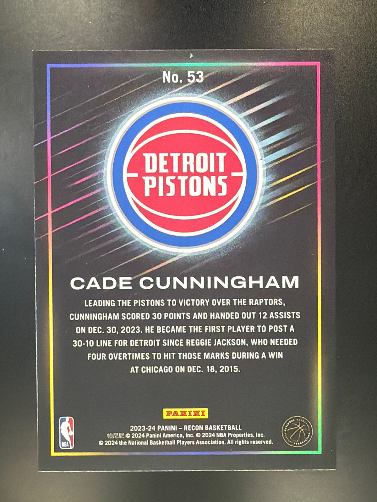 2023-24 Panini Recon #53 Cade Cunningham Holo Red #/199