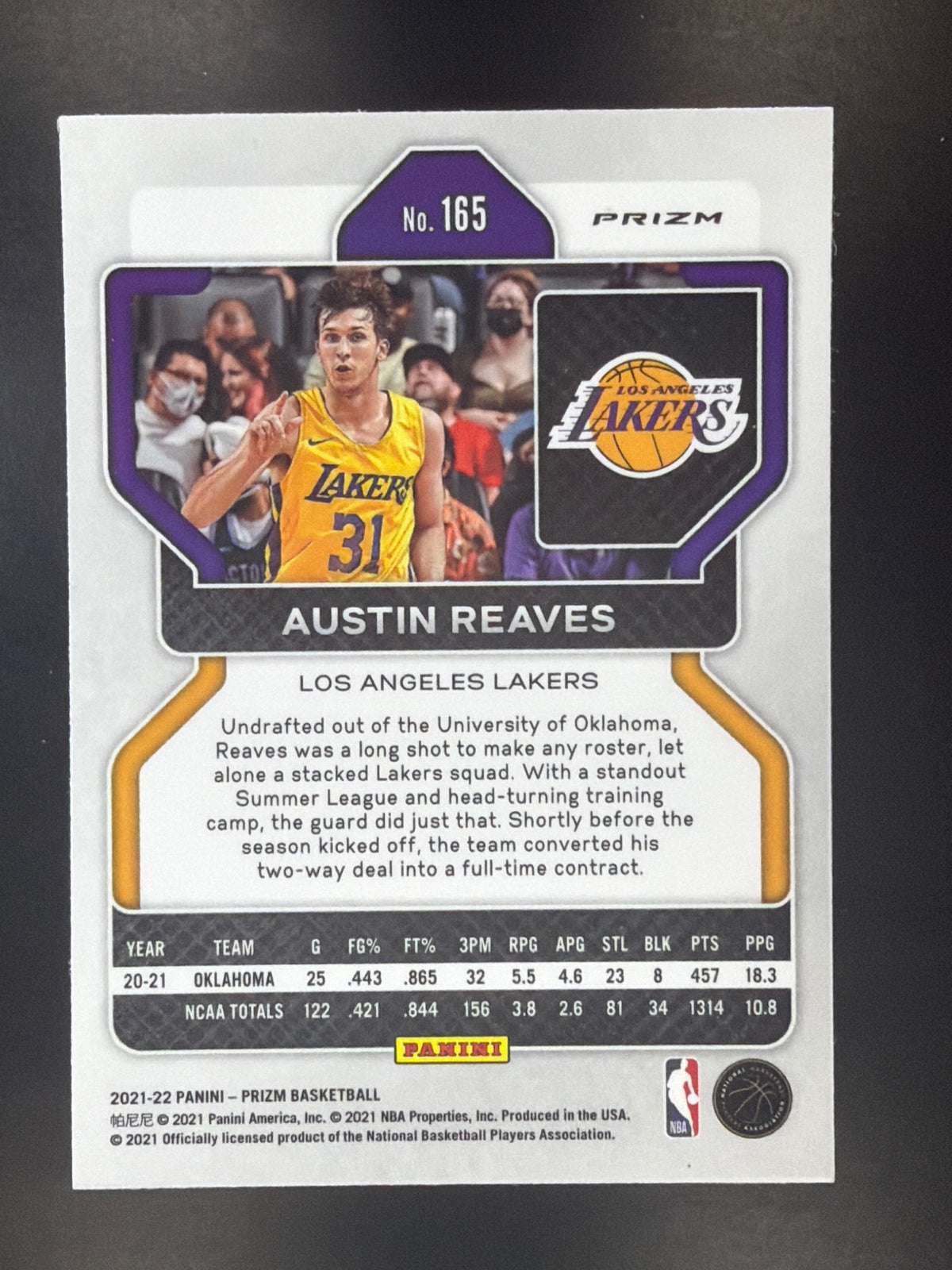 2021-22 Panini Prizm #165 Austin Reaves Red Ice