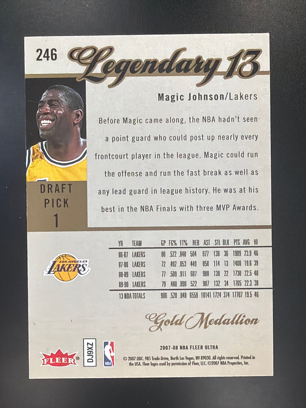 2007-08 Ultra #246 Magic Johnson Gold Medallion