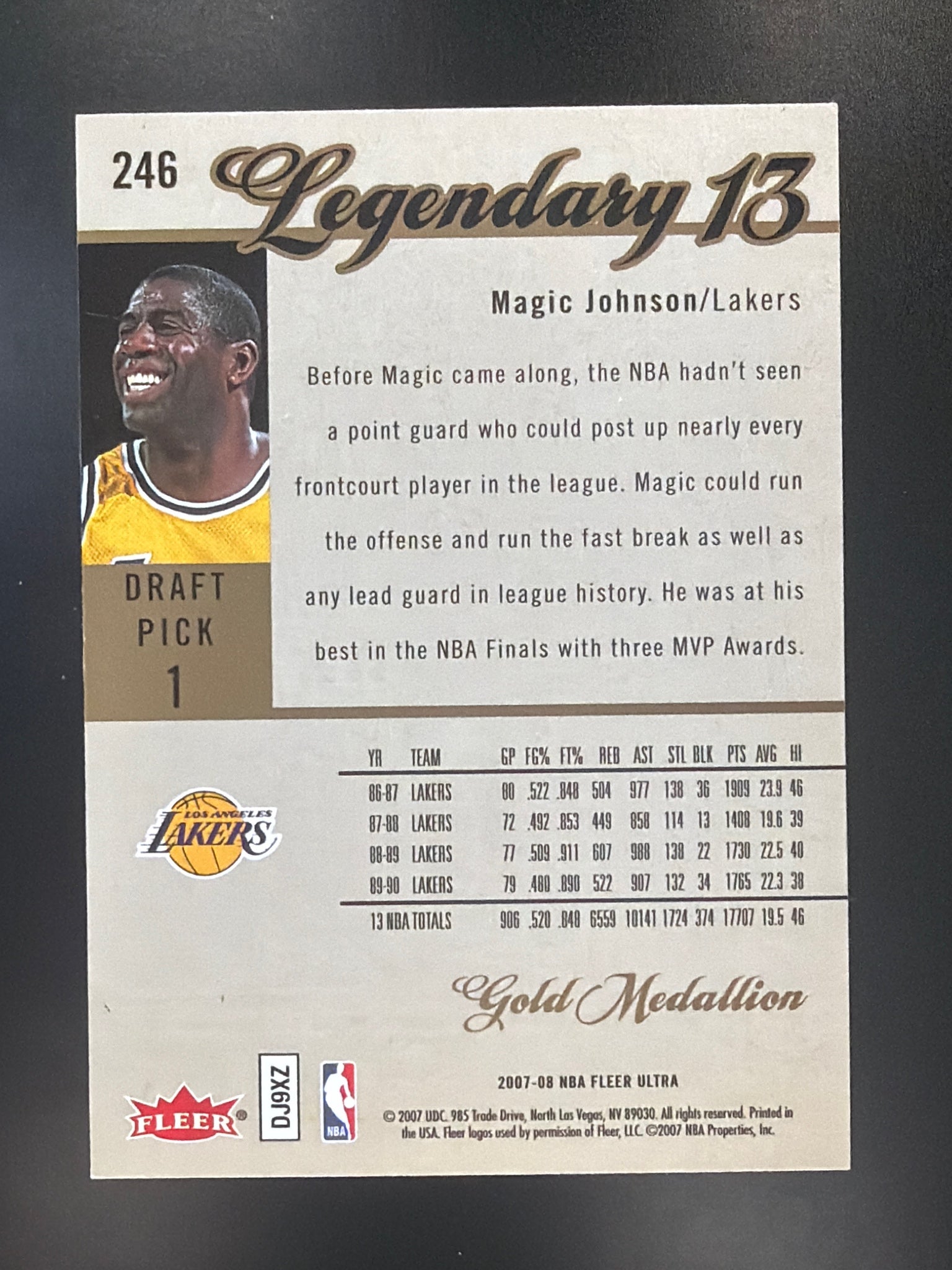 2007-08 Ultra #246 Magic Johnson Gold Medallion
