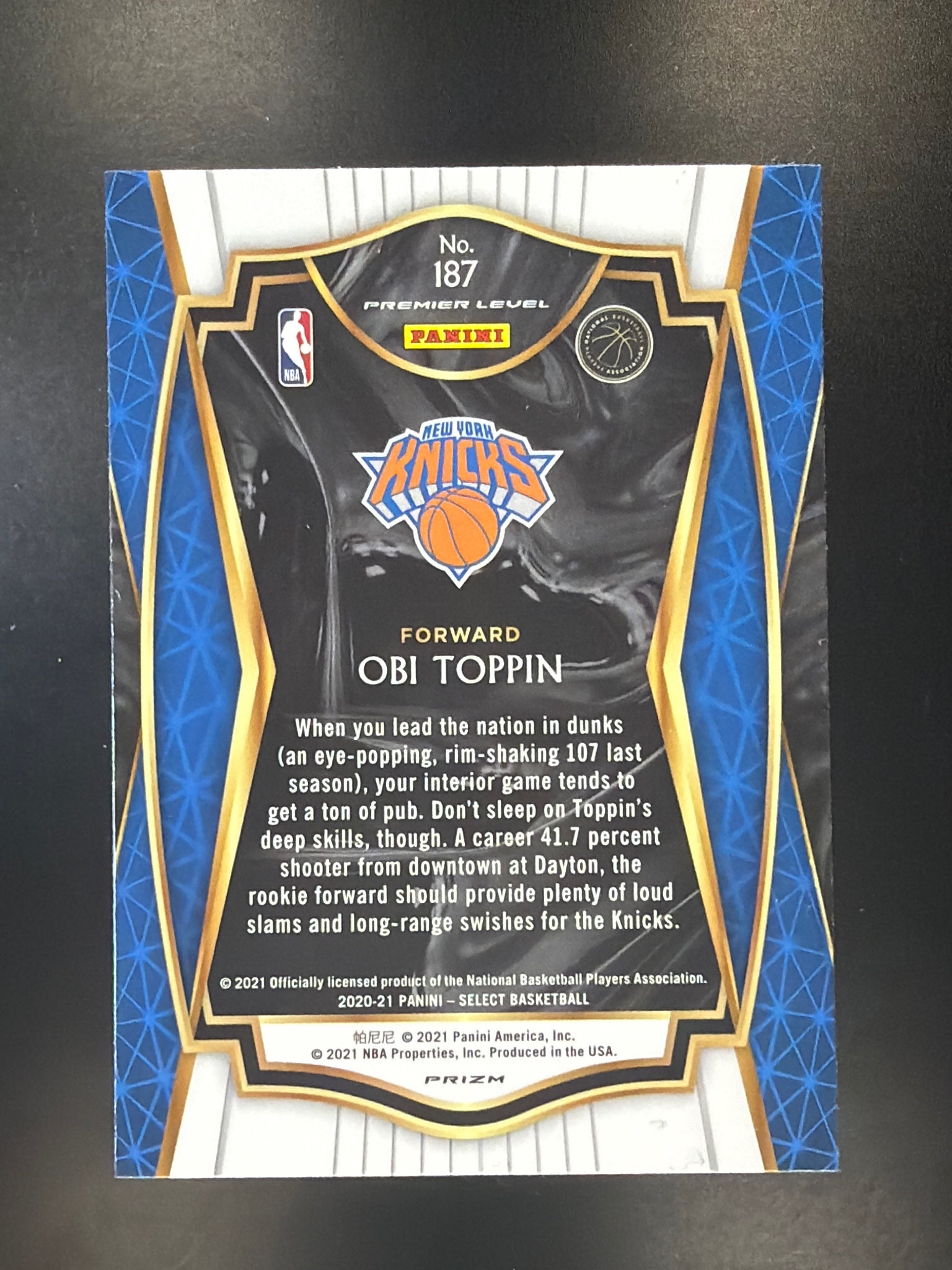 2020-21 Panini Select #187 Obi Toppin Red White Orange Shimmer