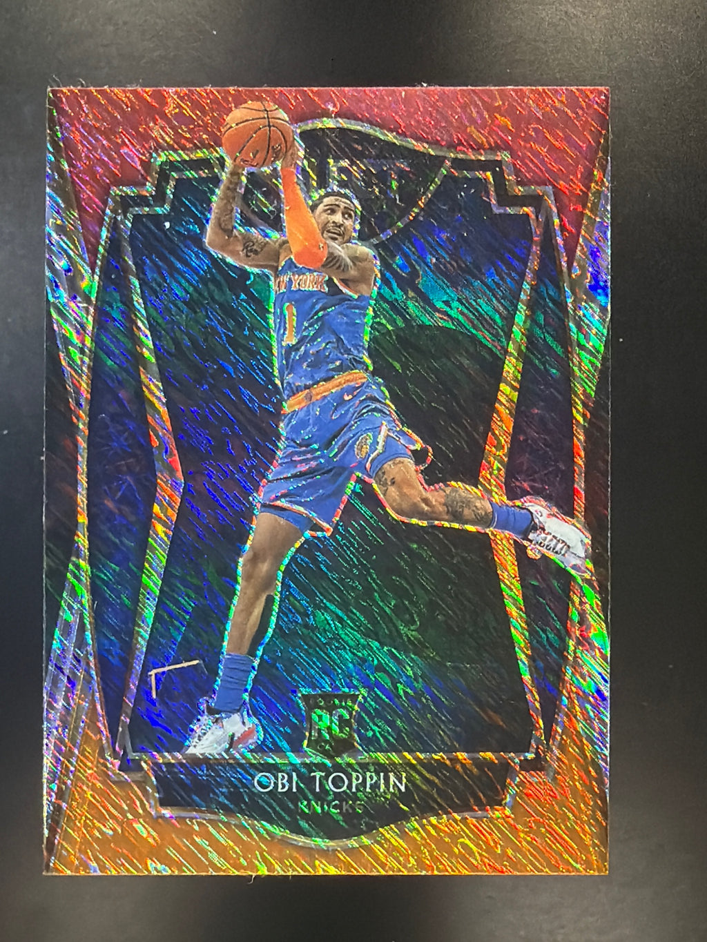 2020-21 Panini Select #187 Obi Toppin Red White Orange Shimmer
