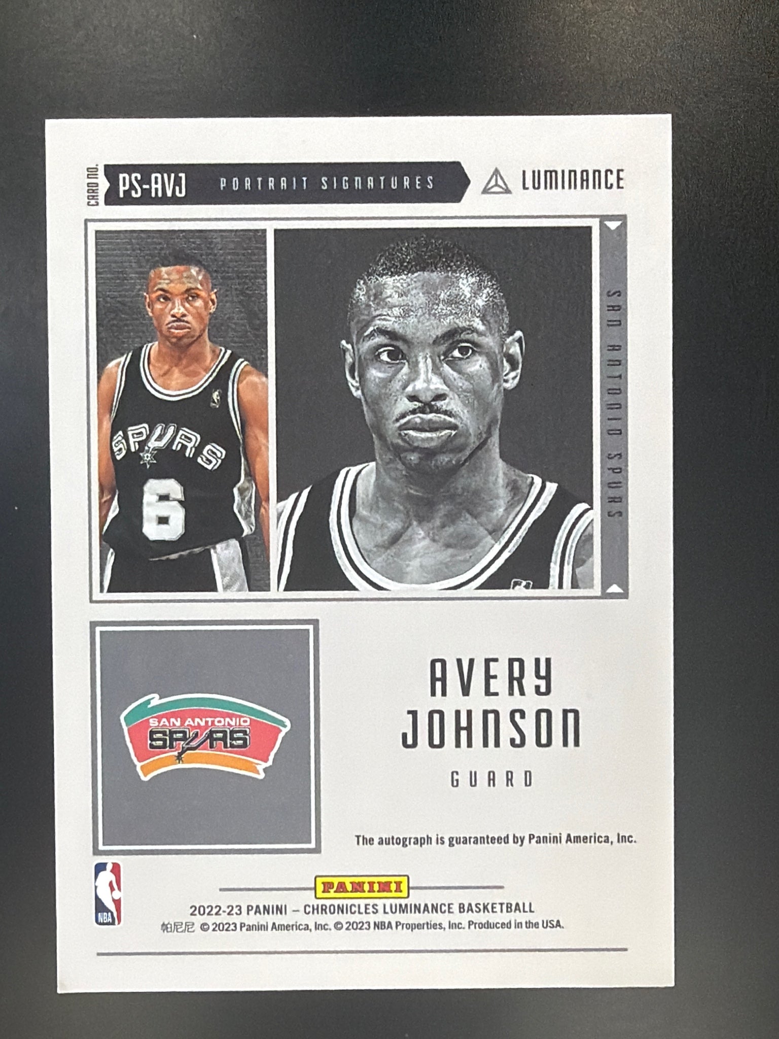2022-23 Panini Chronicles #PS-AVJ Avery Johnson Portrait Signatures Gold #/10