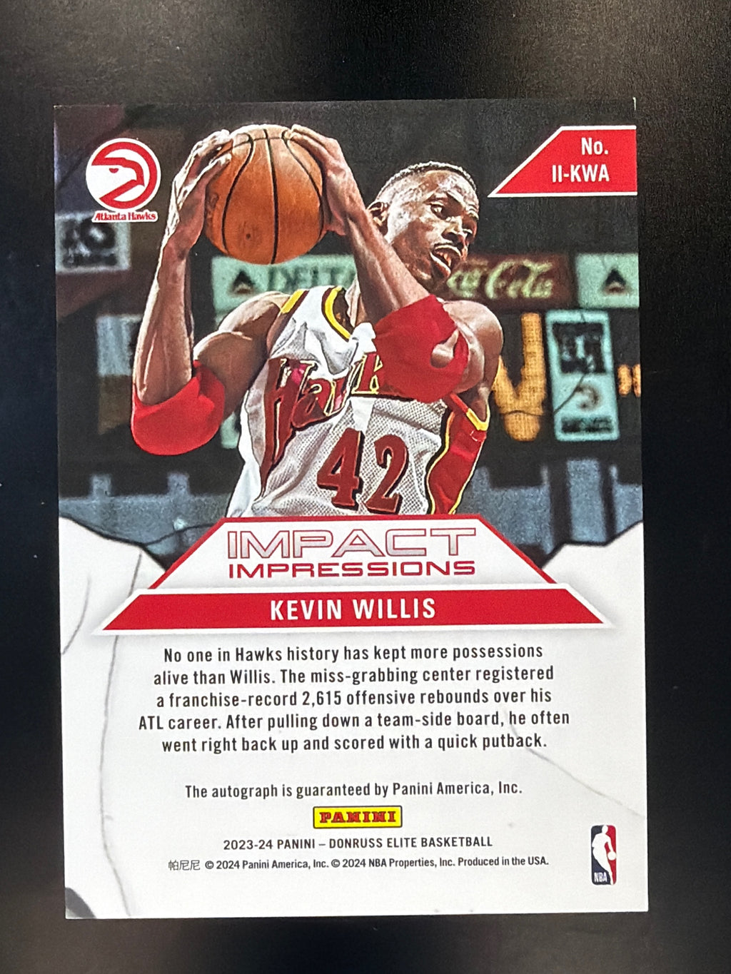 2023-24 Donruss Elite #II-KWA Kevin Willis Impact Impressions Red #/49