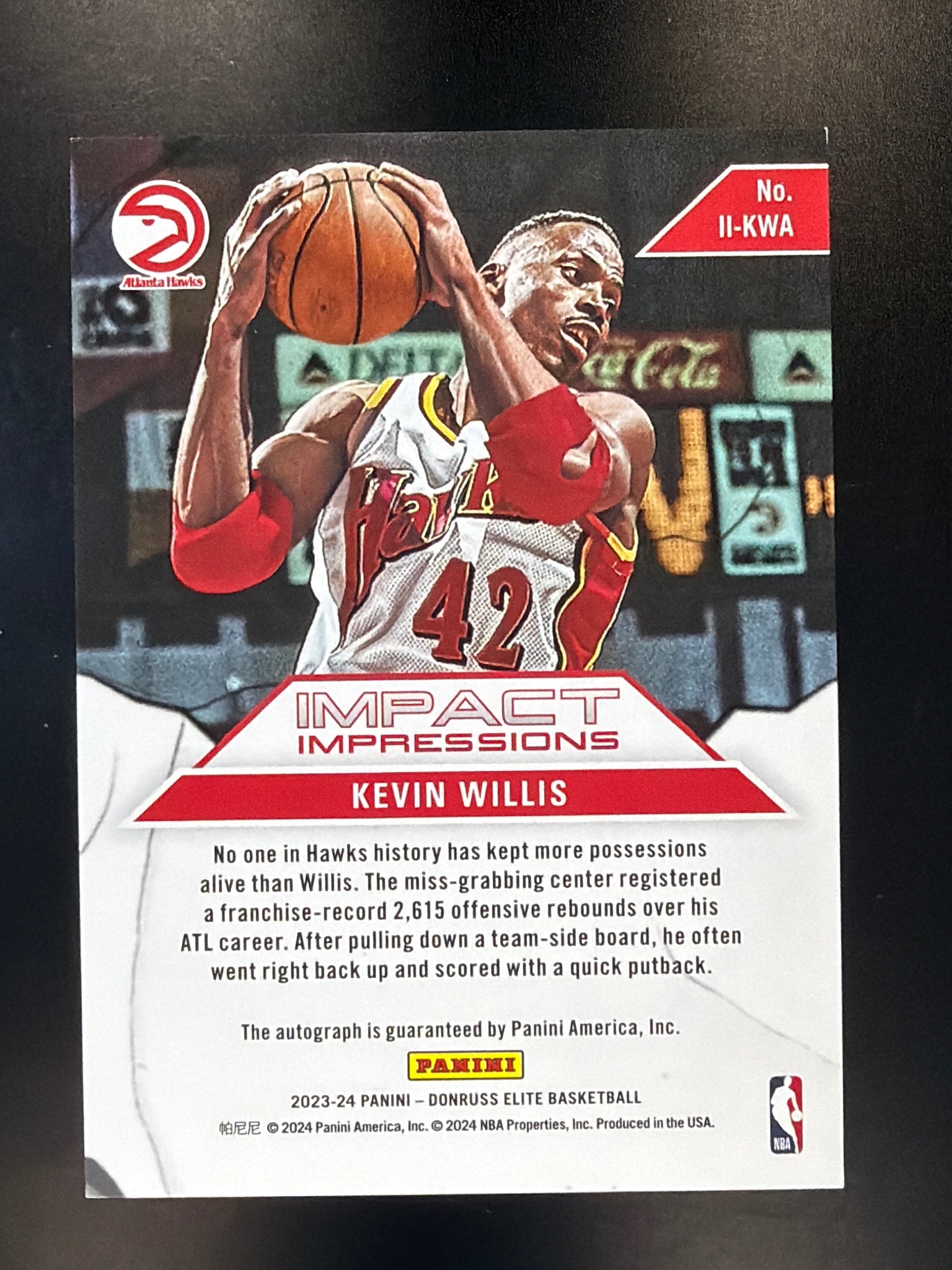 2023-24 Donruss Elite #II-KWA Kevin Willis Impact Impressions Red #/49