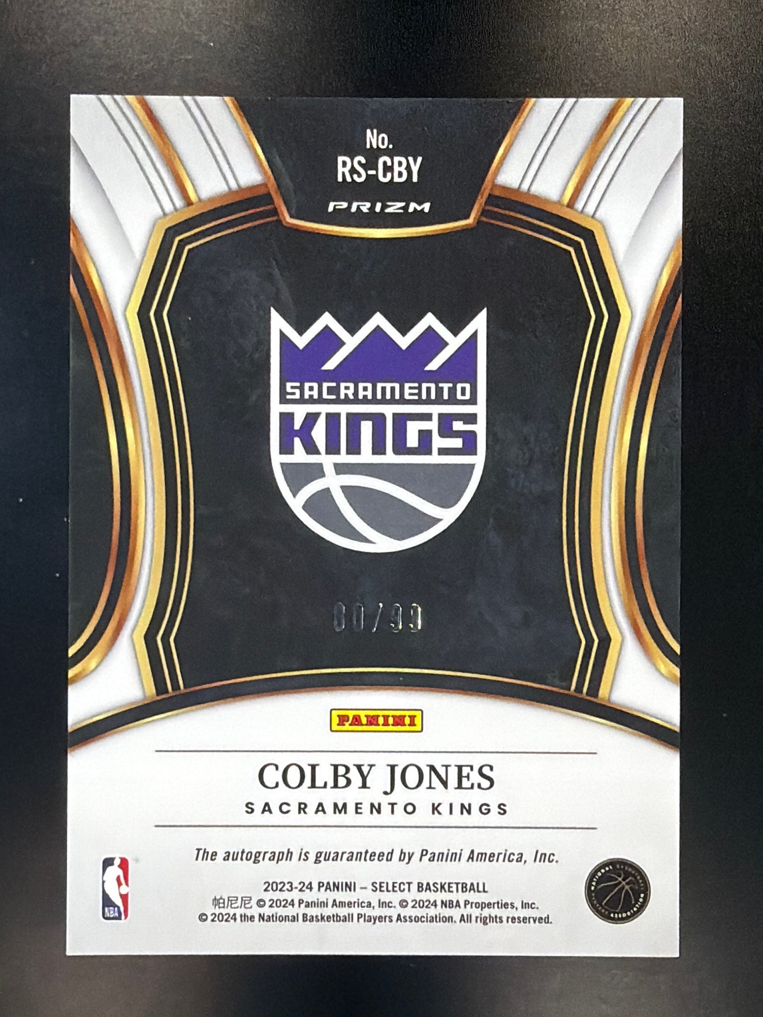 2023-24 Panini Select #RS-CBY Colby Jones Rookie Signatures Red Prizms #/99