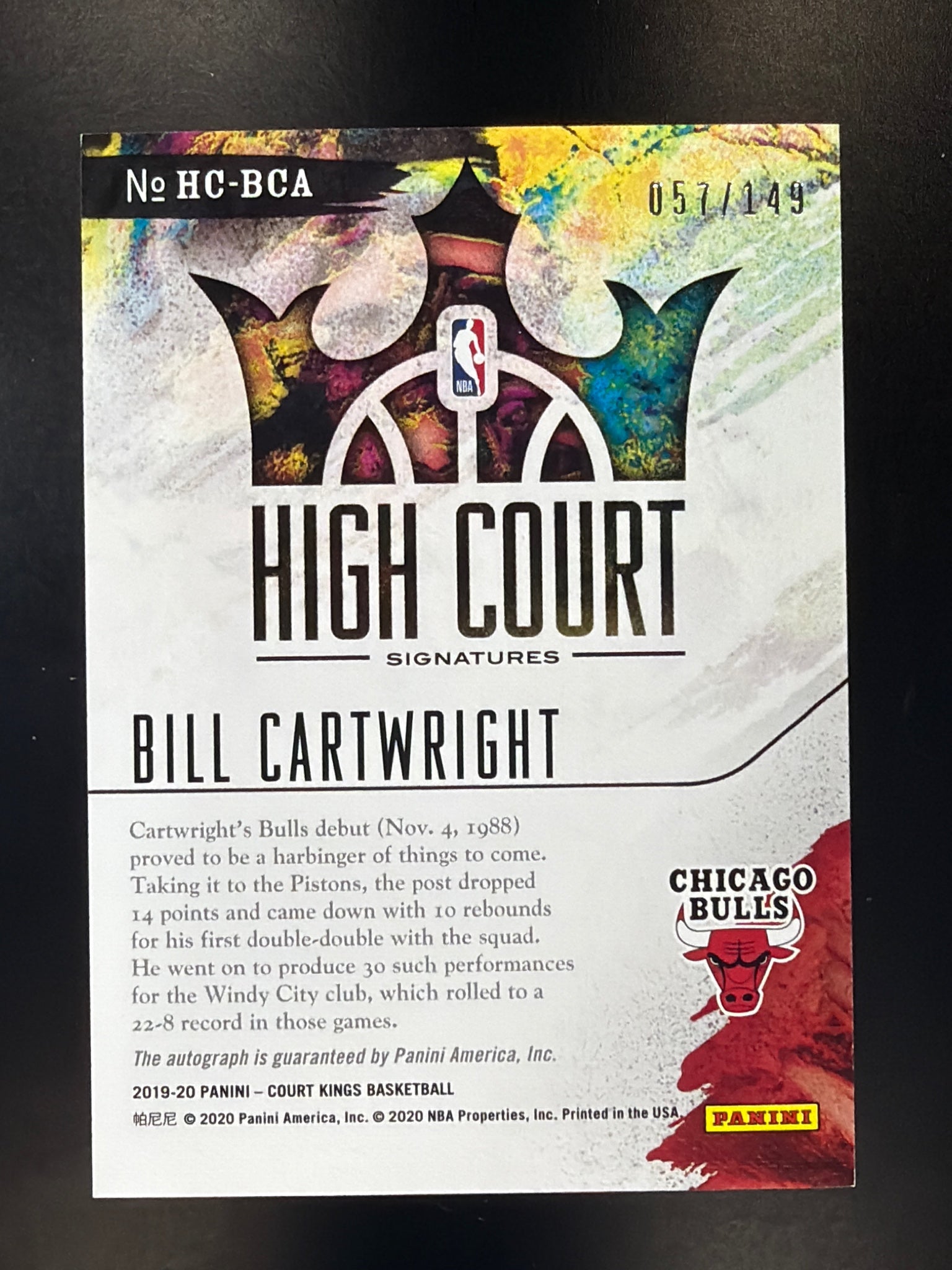 2019-20 Panini Court Kings #HC-BCA Bill Cartwright High Court Signatures #/149