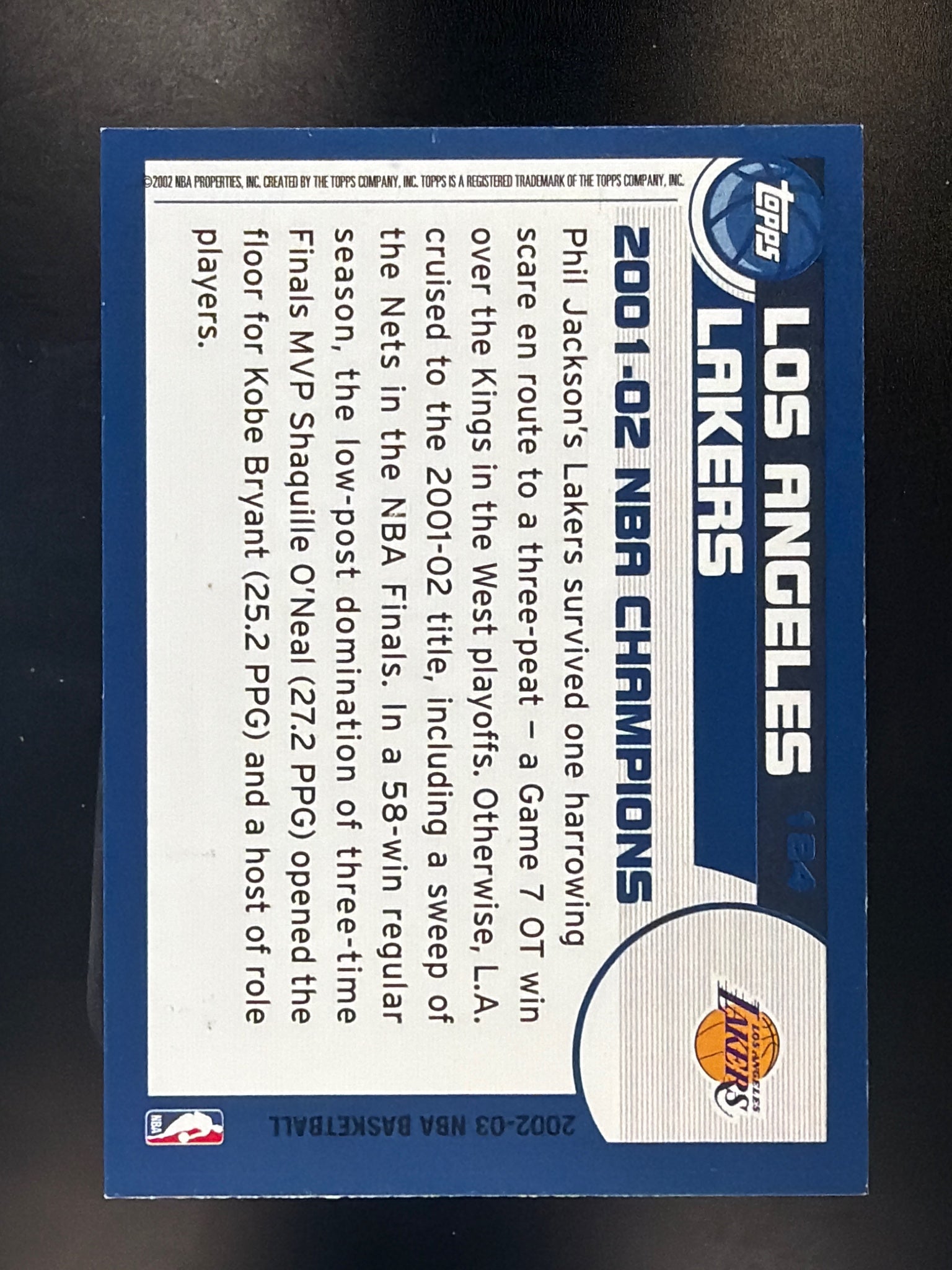2002-03 Topps #184 2001-02 NBA Champions