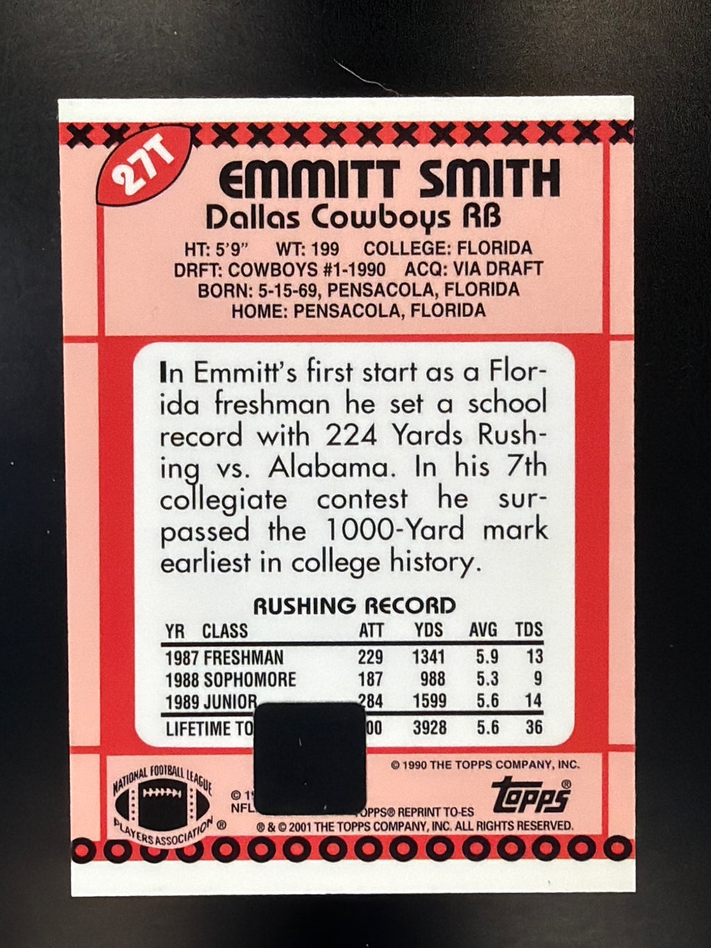 2001 Topps #TO-ES Emmitt Smith Rookie Reprint Jerseys