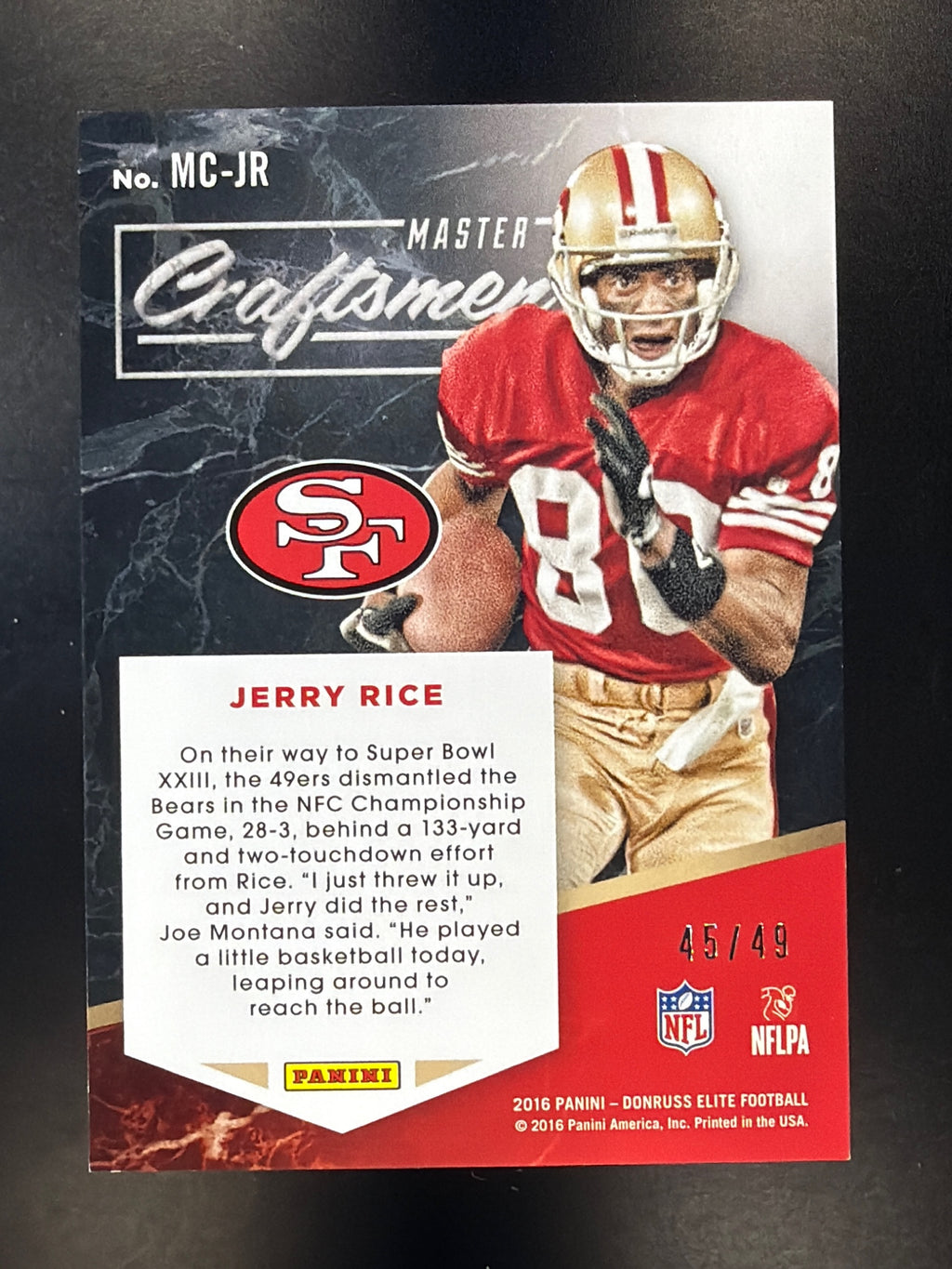 2016 Donruss Elite #MC-JR Jerry Rice Master Craftsmen Red #/49