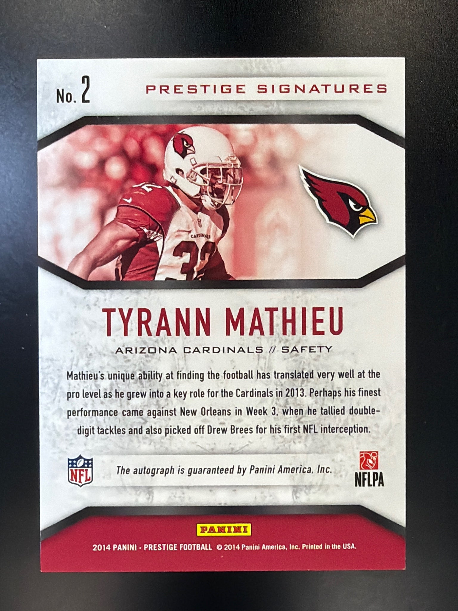 2014 Panini Prestige #2 Tyrann Mathieu Signatures #/199