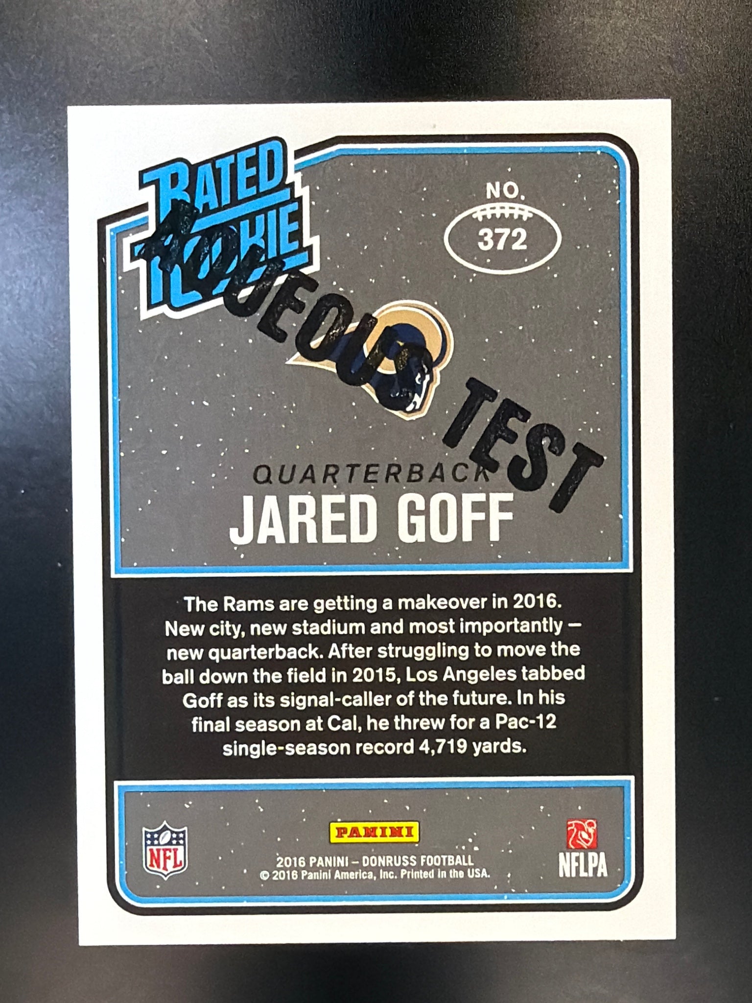 2016 Donruss #372 Jared Goff Aqueous Test