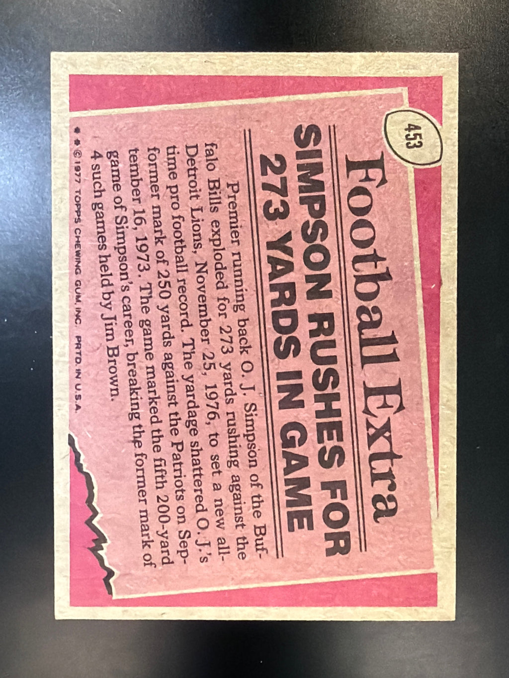 1977 Topps #453 O.J. Simpson