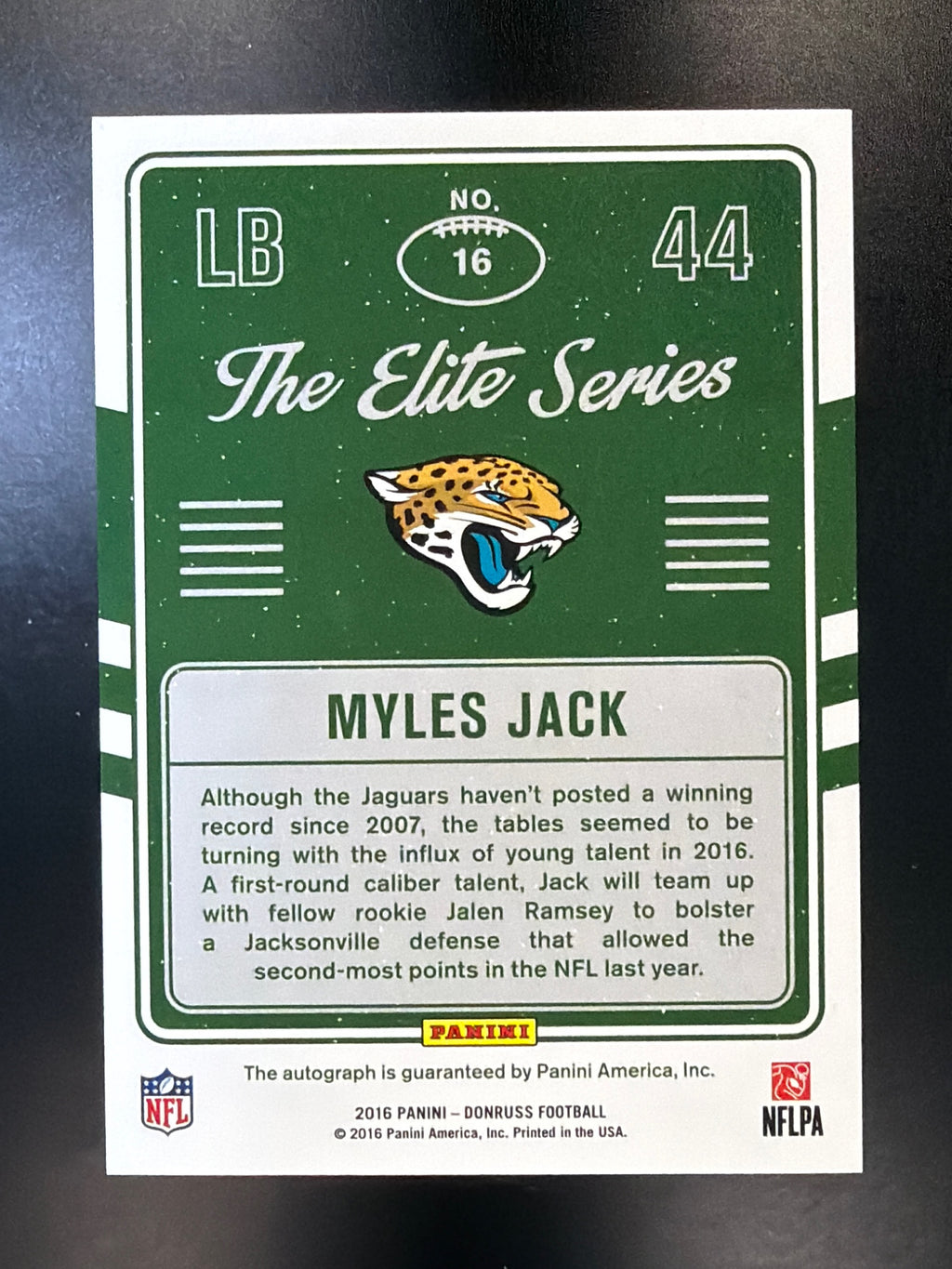2016 Donruss #16 Myles Jack The Elite Series Rookies Autographs #/75