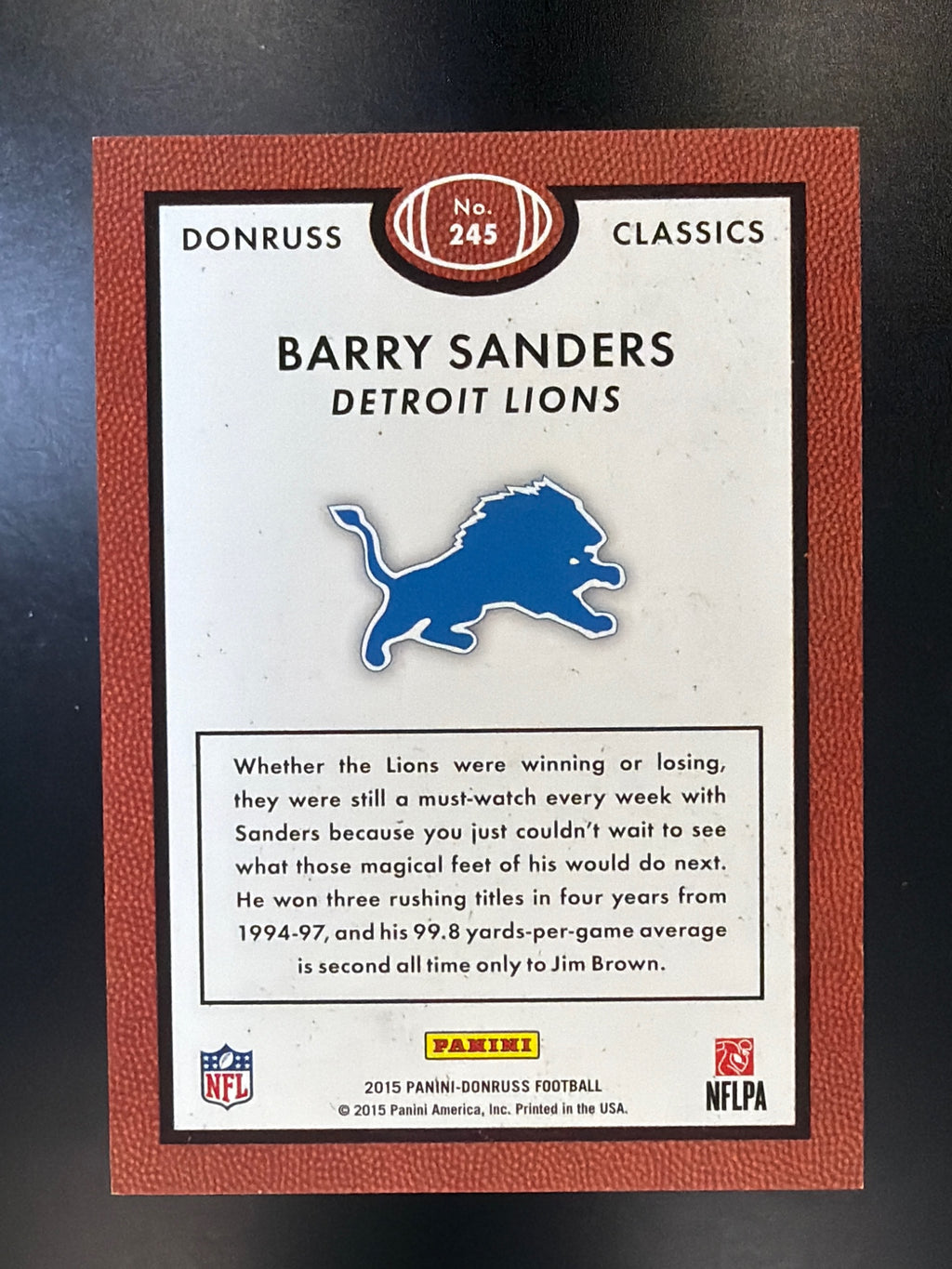 2015 Donruss #245 Barry Sanders Press Proof Purple #/199