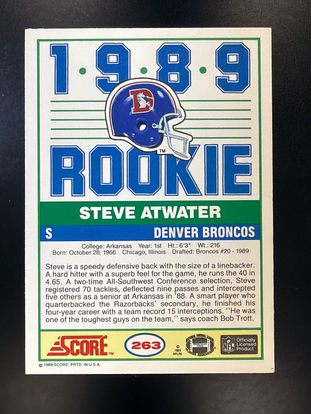 1989 Score #263 Steve Atwater