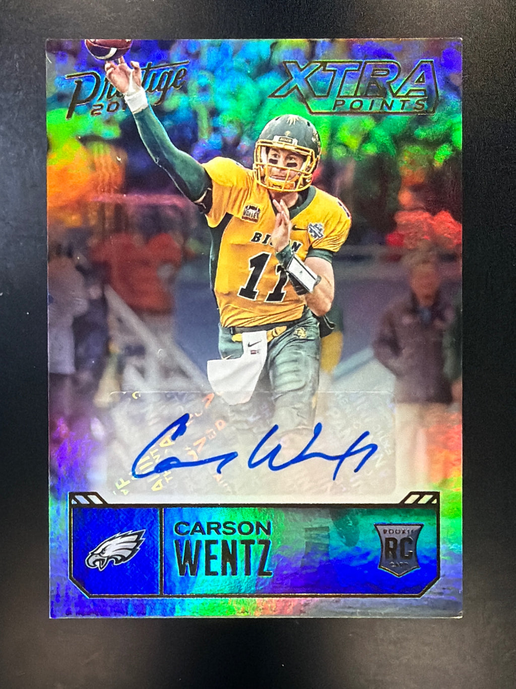 2016 Panini Prestige #CW Carson Wentz Rookies Signatures Xtra Points Gold #/50