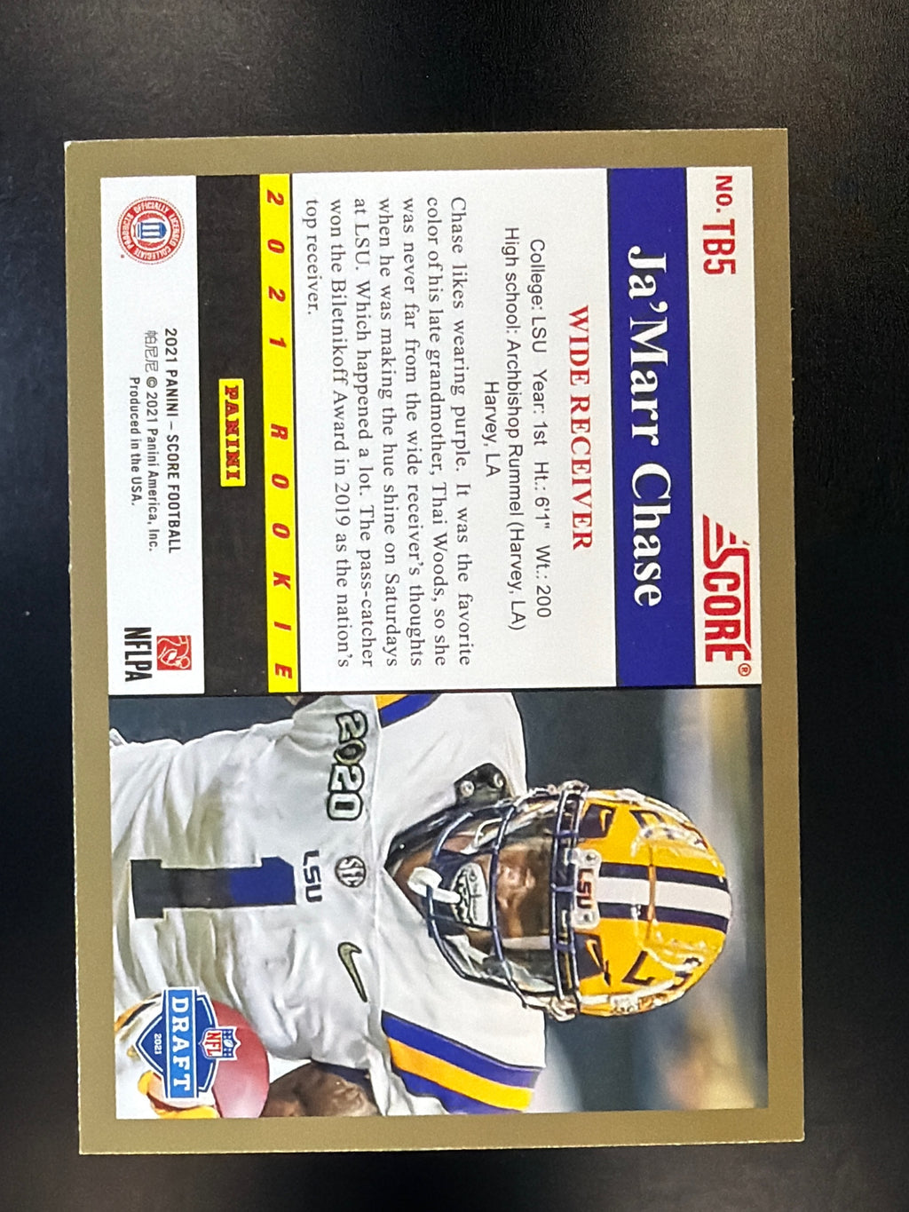 2021 Score #TB5 Ja'Marr Chase 1991 Throwback