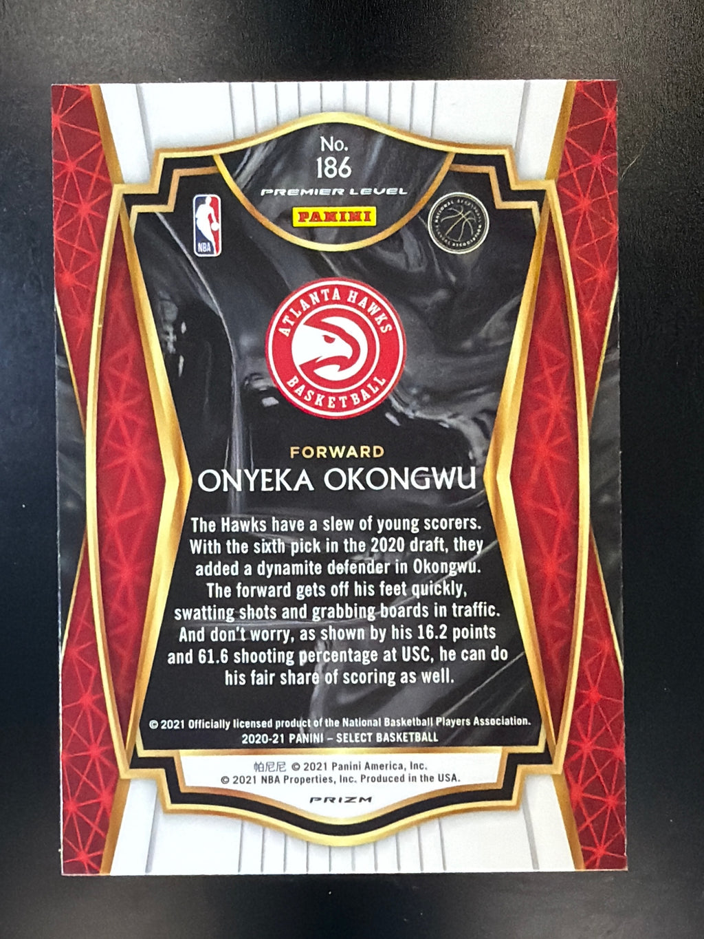 2020-21 Panini Select #186 Onyeka Okongwu Elephant Prizms