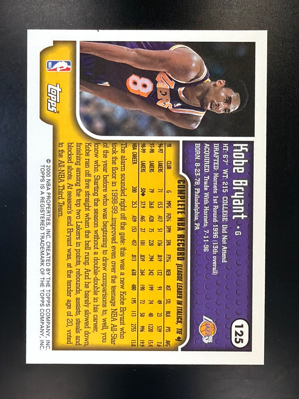 1999-00 Topps #125 Kobe Bryant