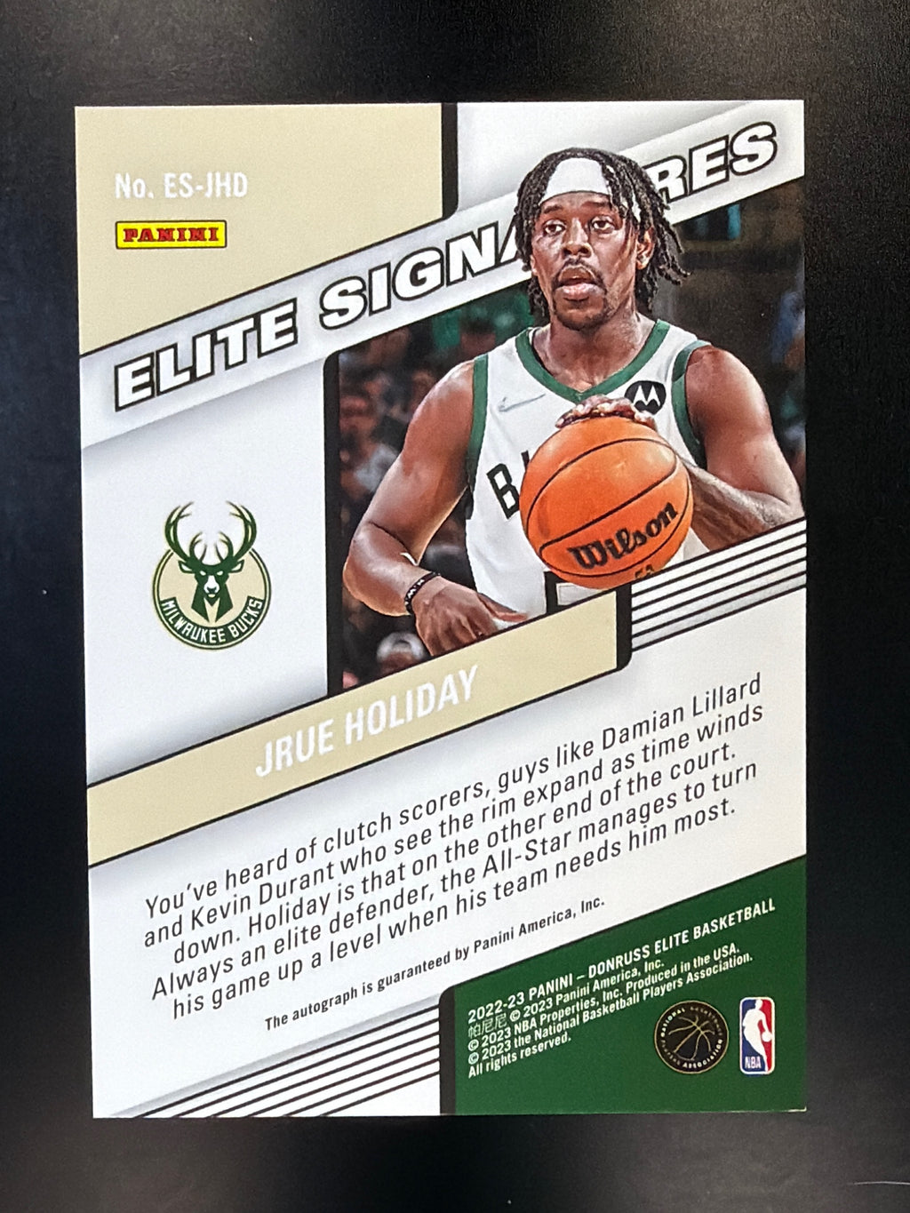 2022-23 Donruss Elite #ES-JHD Jrue Holiday Elite Signatures