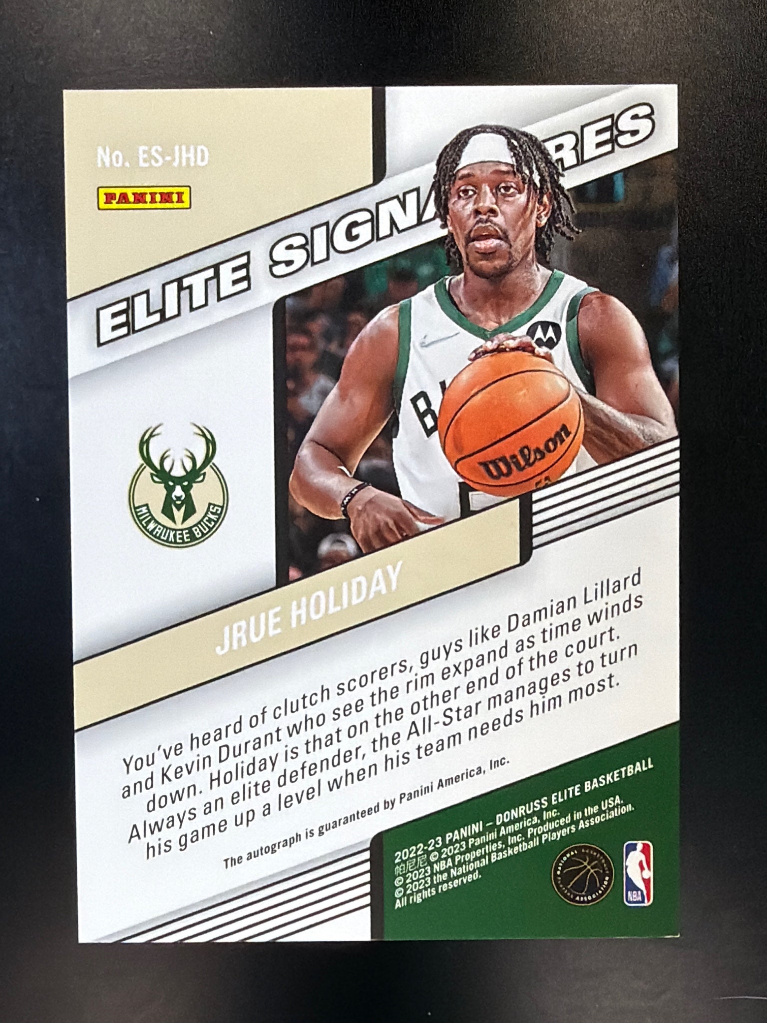 2022-23 Donruss Elite #ES-JHD Jrue Holiday Elite Signatures