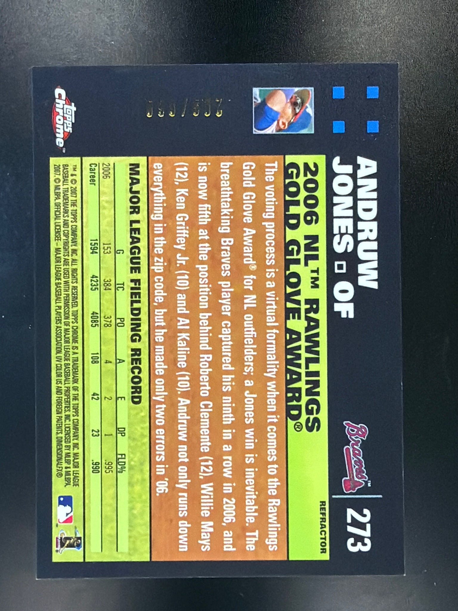 2007 Topps Chrome #273 Andruw Jones White Refractors #/660