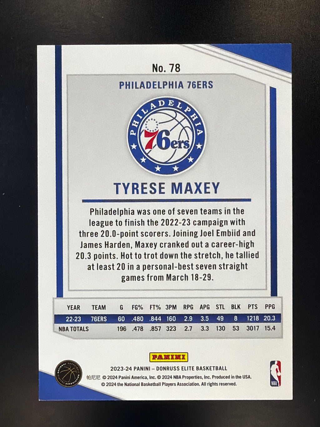 2023-24 Donruss Elite #78 Tyrese Maxey Orange