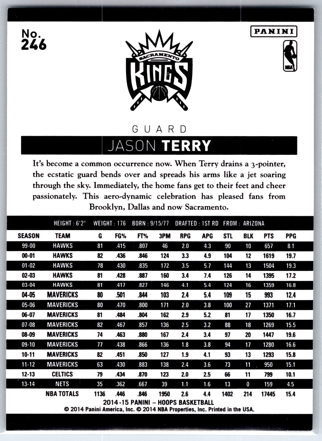 2014-15 Hoops #246 Jason Terry Gold