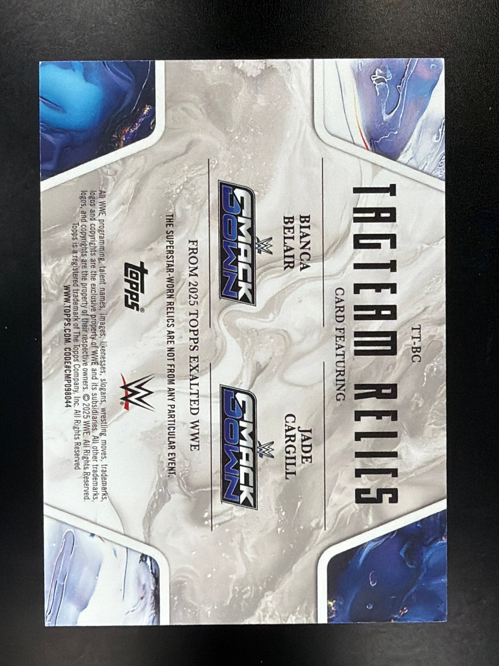 2025 Topps Exalted WWE #TT-BC Bianca Belair / Jade Cargill Tag Team Relics