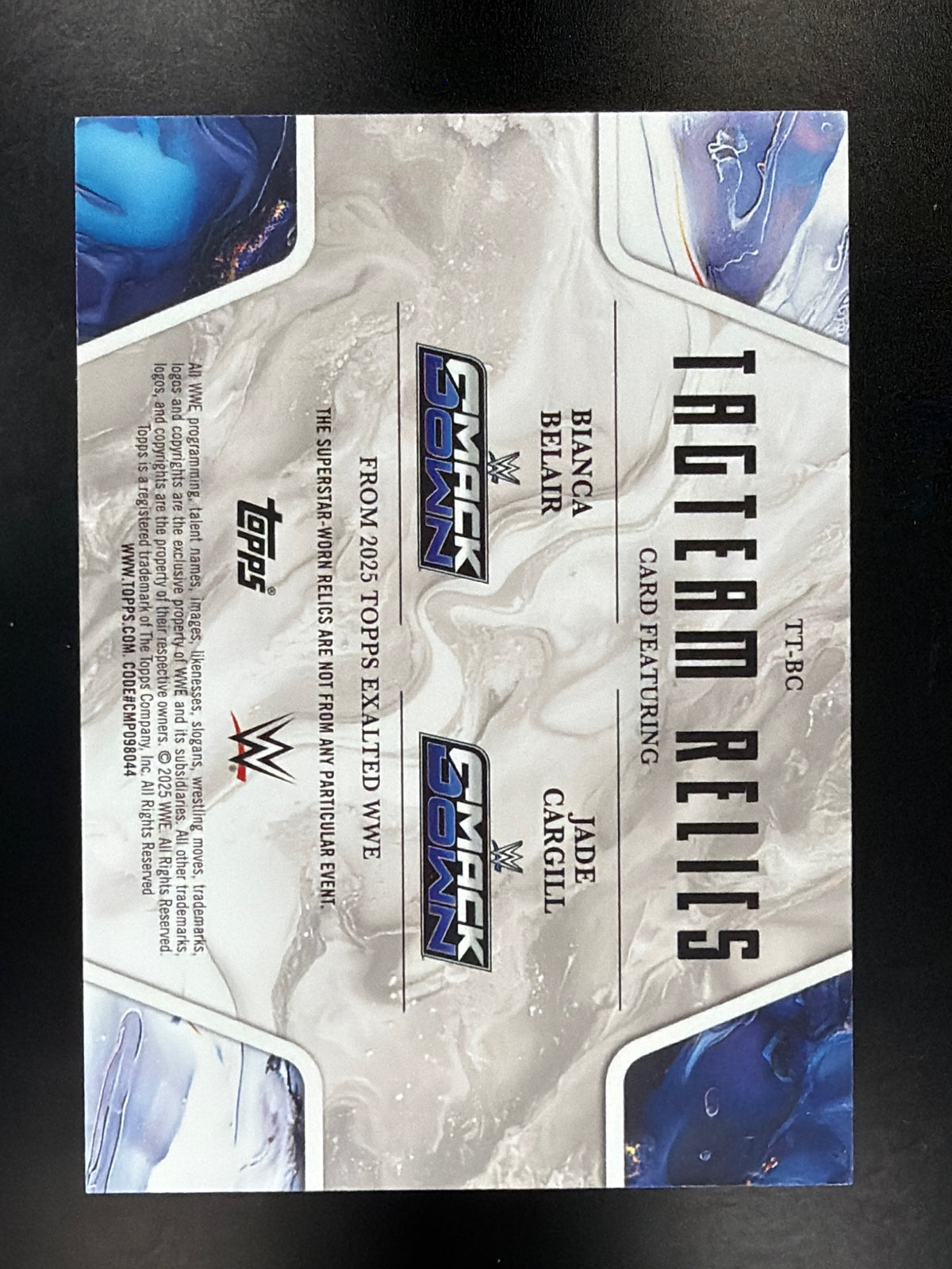 2025 Topps Exalted WWE #TT-BC Bianca Belair / Jade Cargill Tag Team Relics