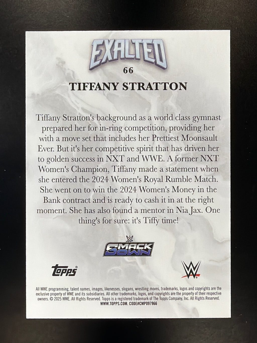 2025 Topps Exalted WWE #66 Tiffany Stratton