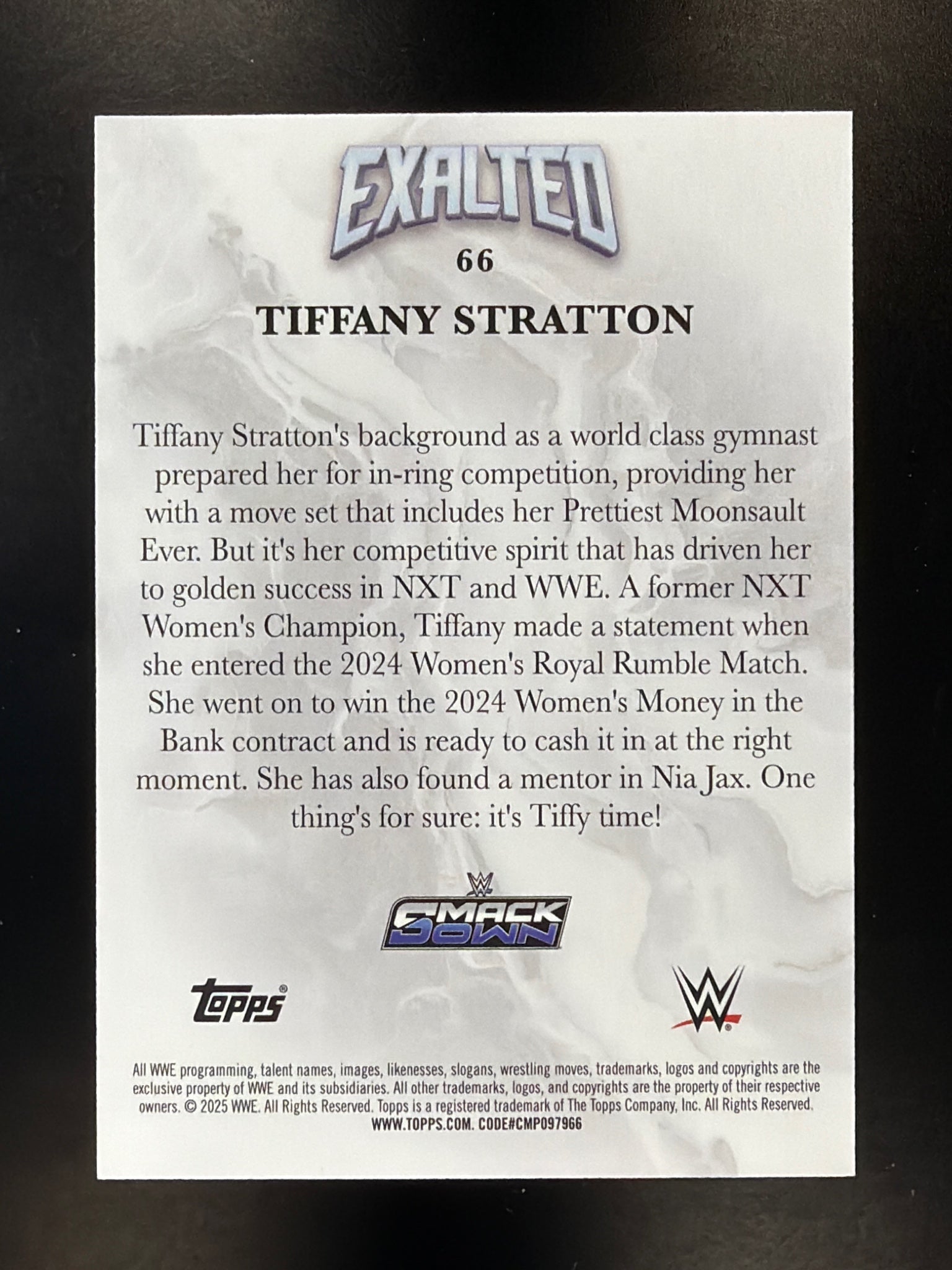 2025 Topps Exalted WWE #66 Tiffany Stratton