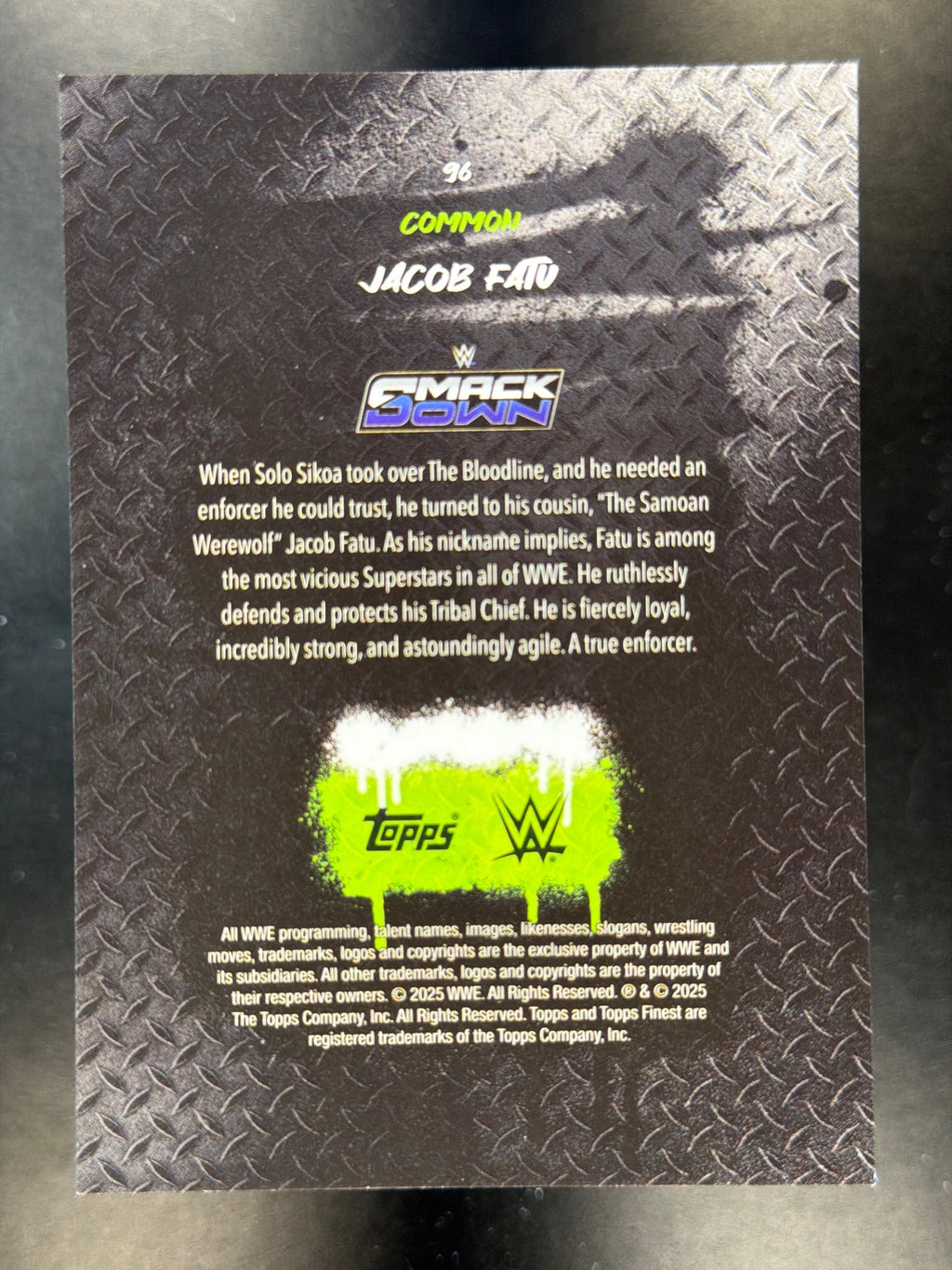 2025 Topps Finest WWE #96 Jacob Fatu Black #/50