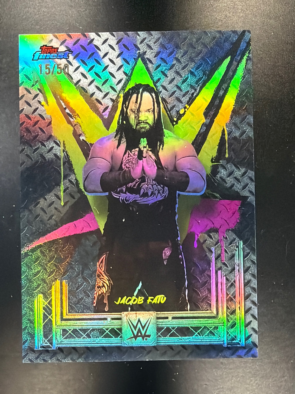 2025 Topps Finest WWE #96 Jacob Fatu Black #/50