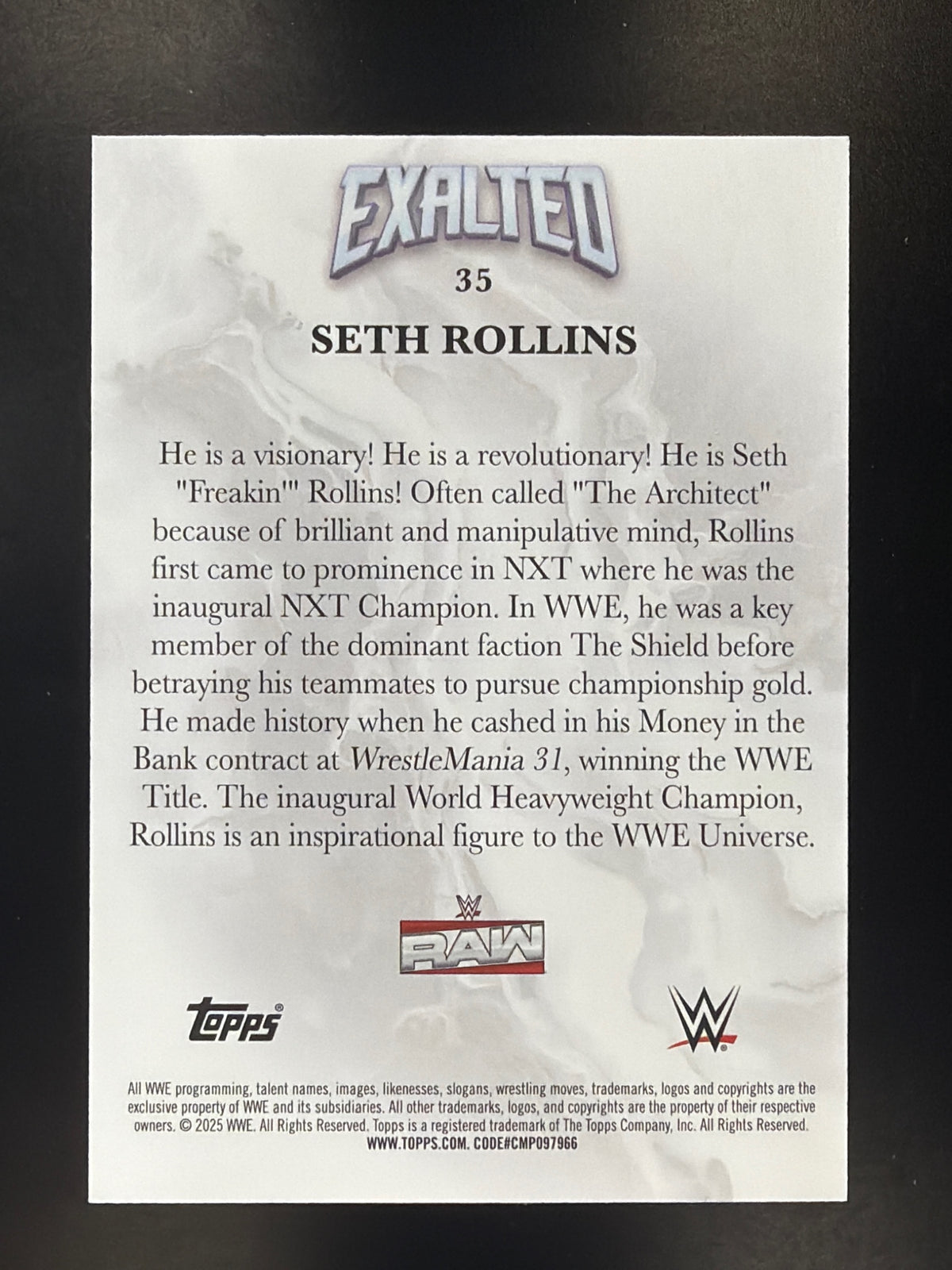2025 Topps Exalted WWE #35 Seth Rollins