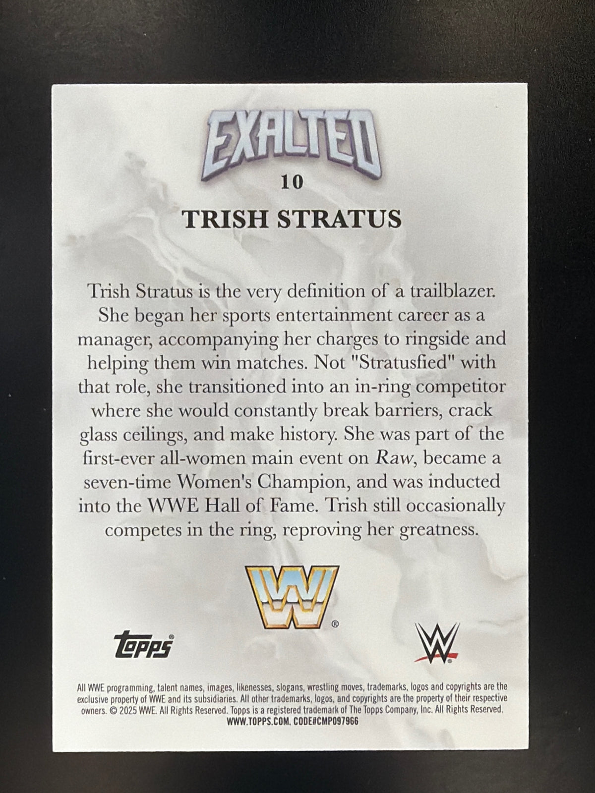 2025 Topps Exalted WWE #10 Trish Stratus White #/150